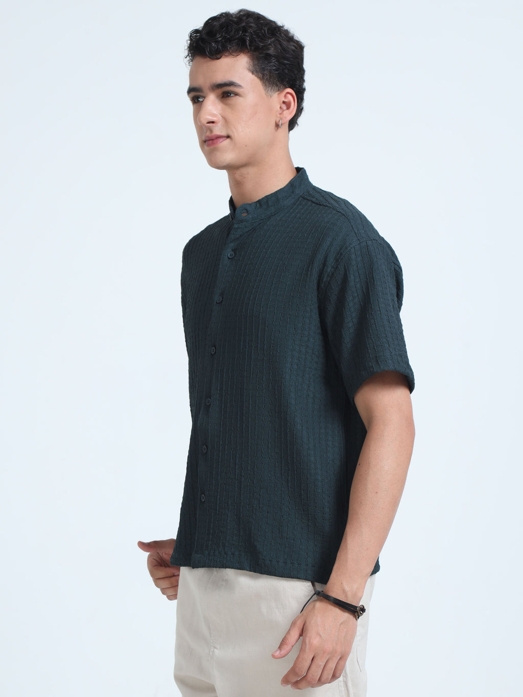 Men Summer Floruit Shirts-Olive