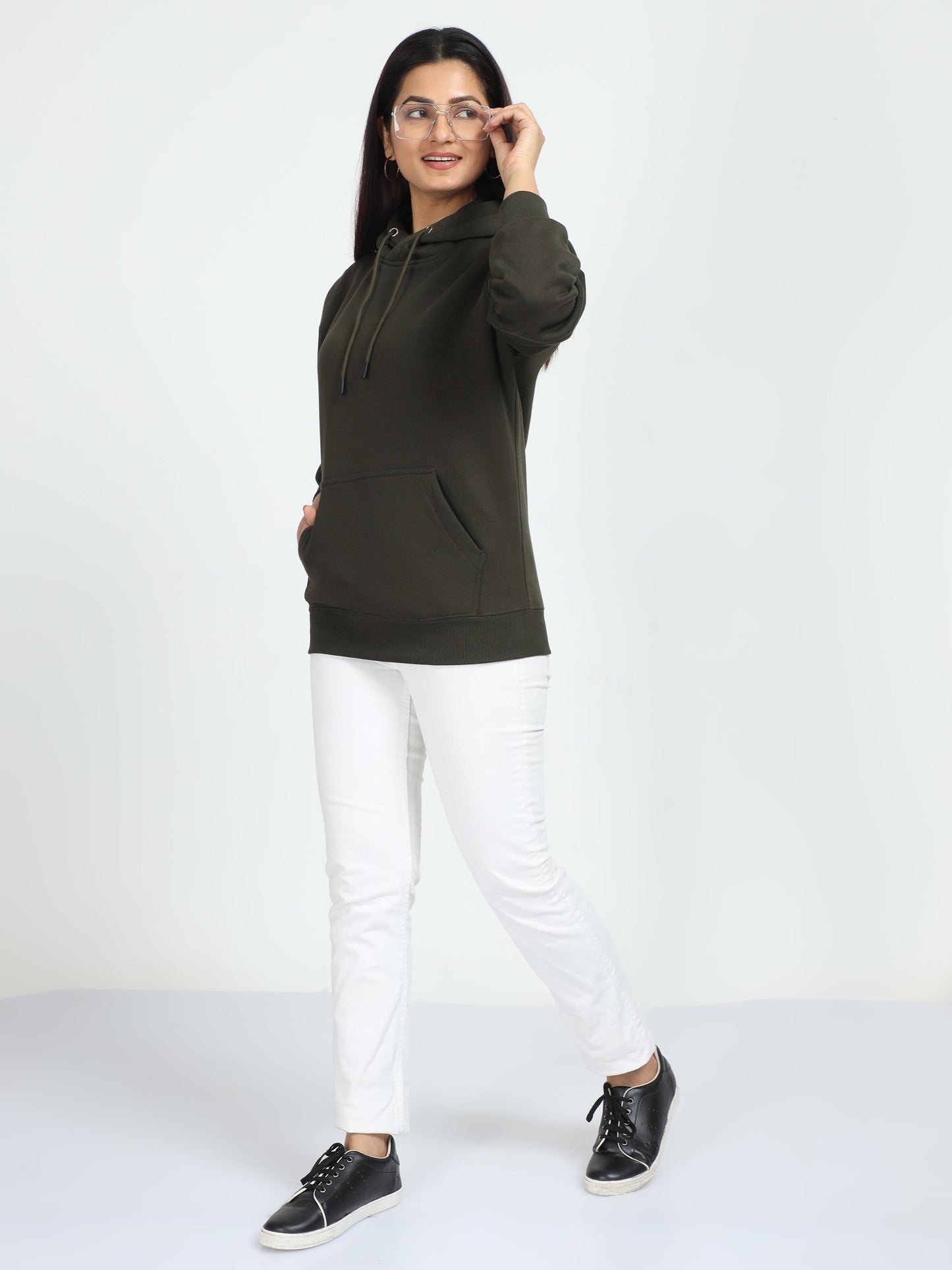 Women Olive Green Hoodie