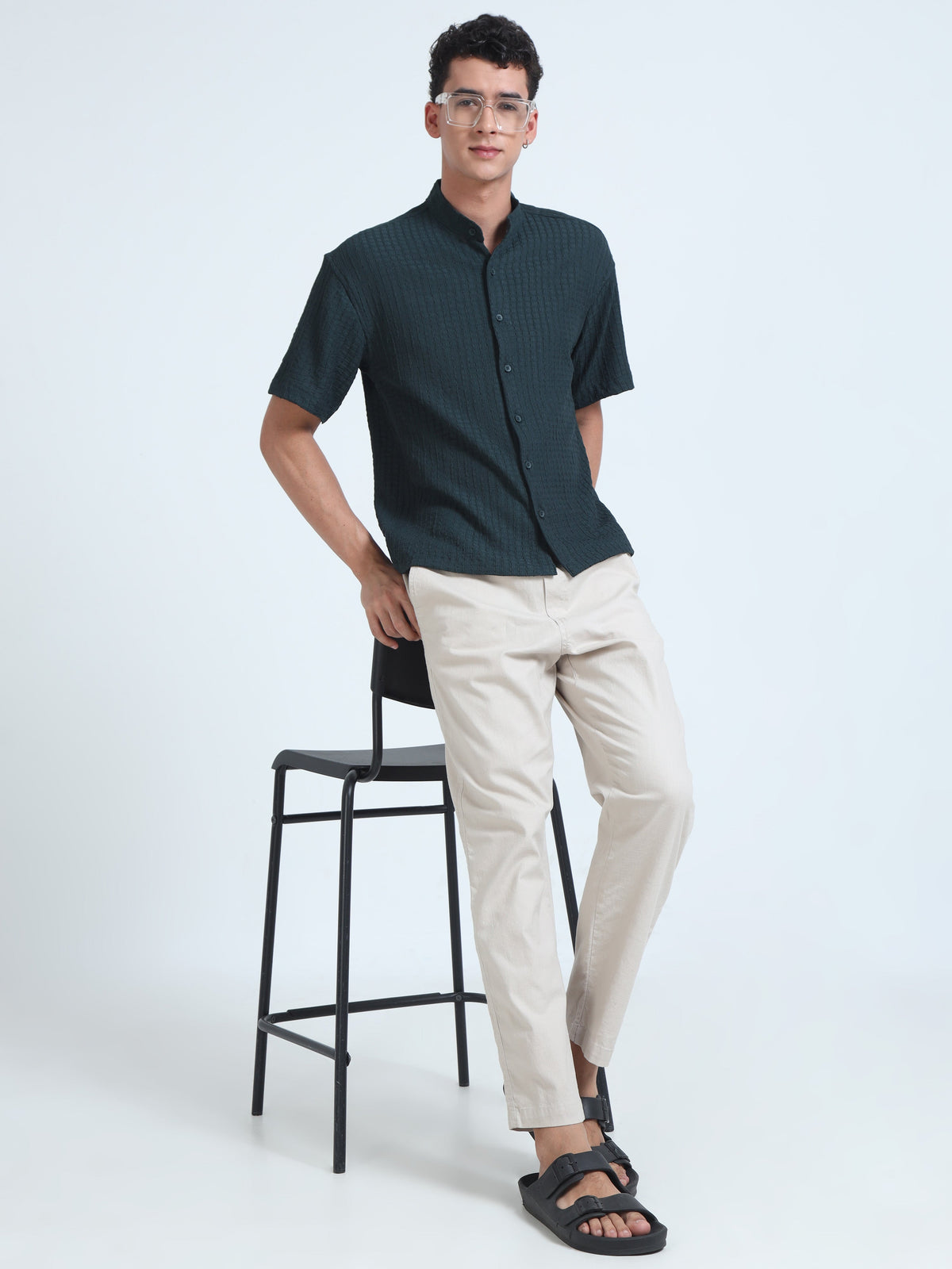 Men Summer Floruit Shirts-Olive