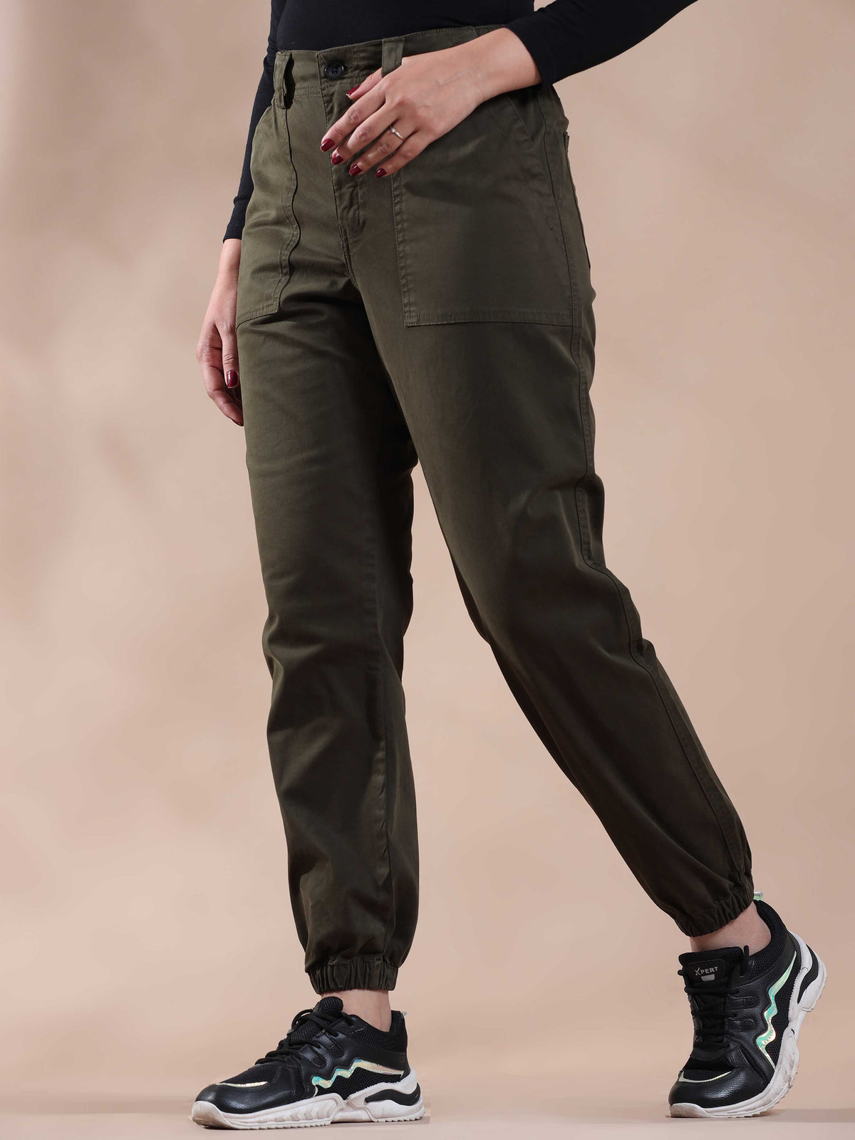 Women Vintage Olive Jogger Pants