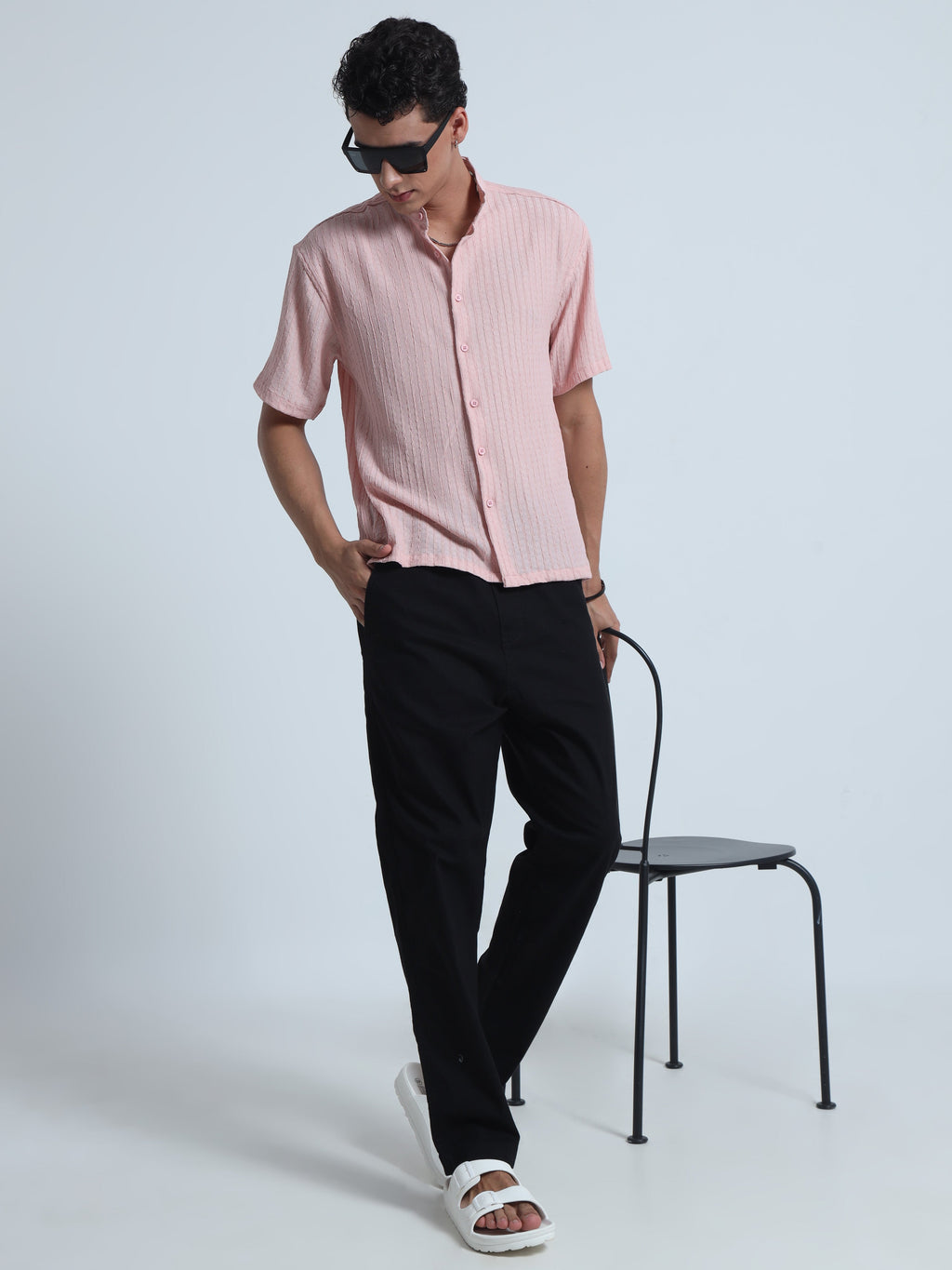 Men Summer Floruit Shirts-Pink