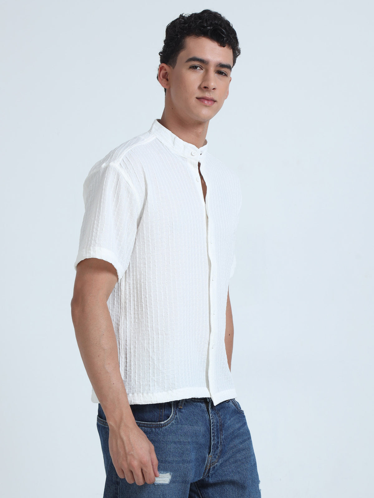 Men Summer Floruit Shirts-White