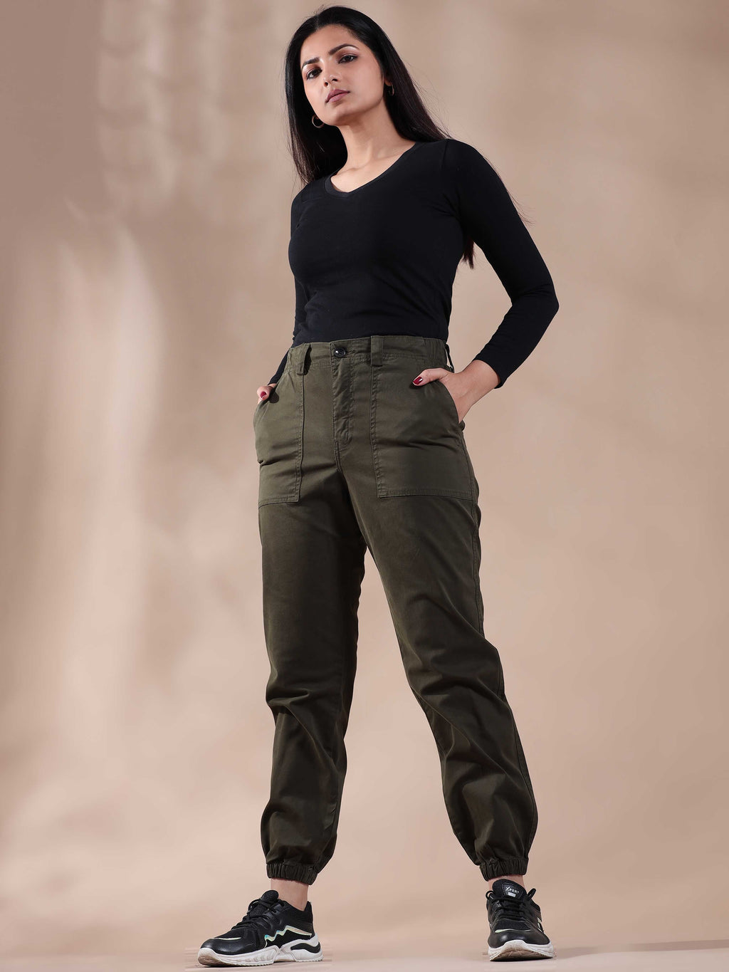 Women Vintage Olive Jogger Pants