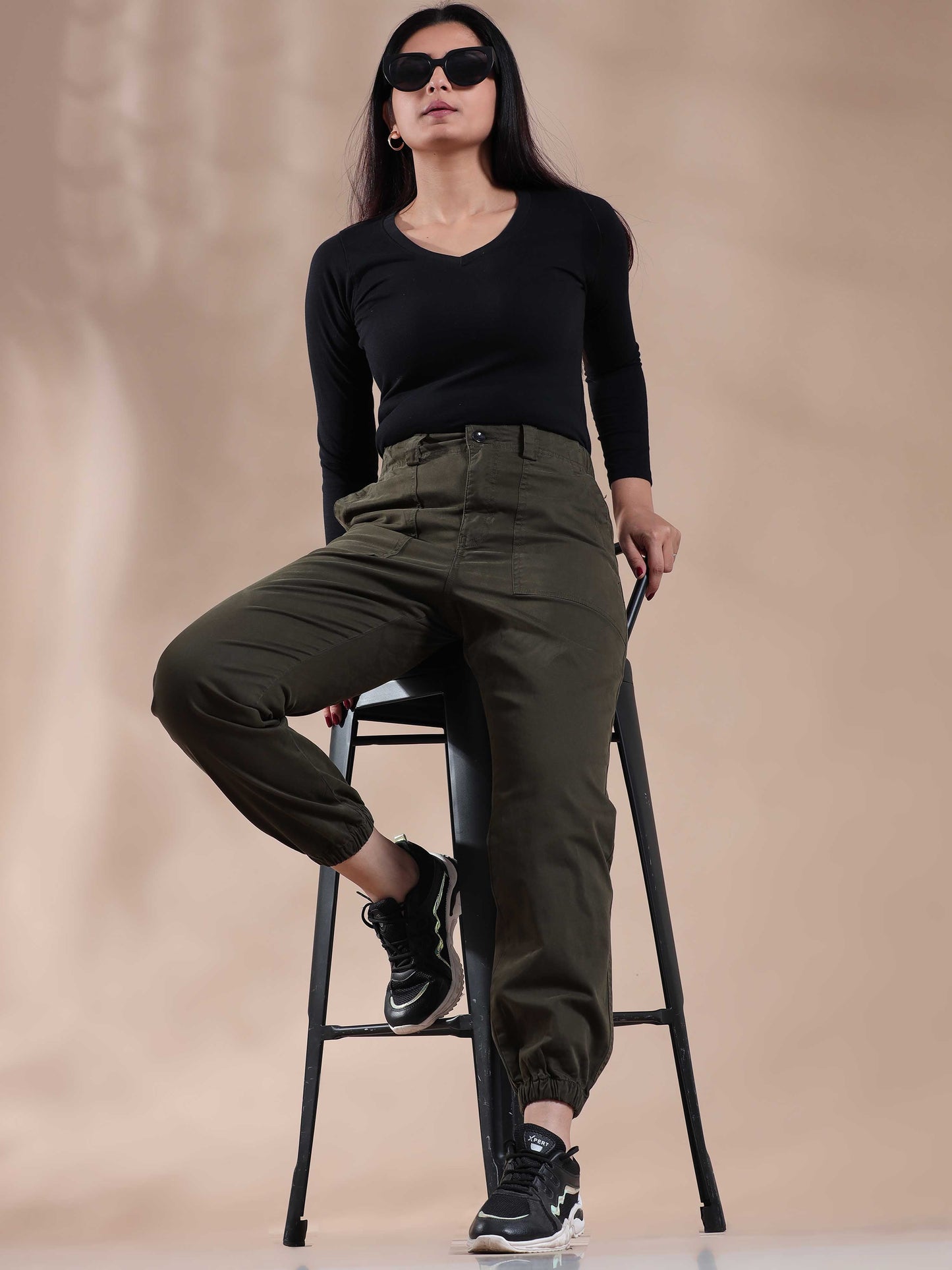 Women Vintage Olive Jogger Pants