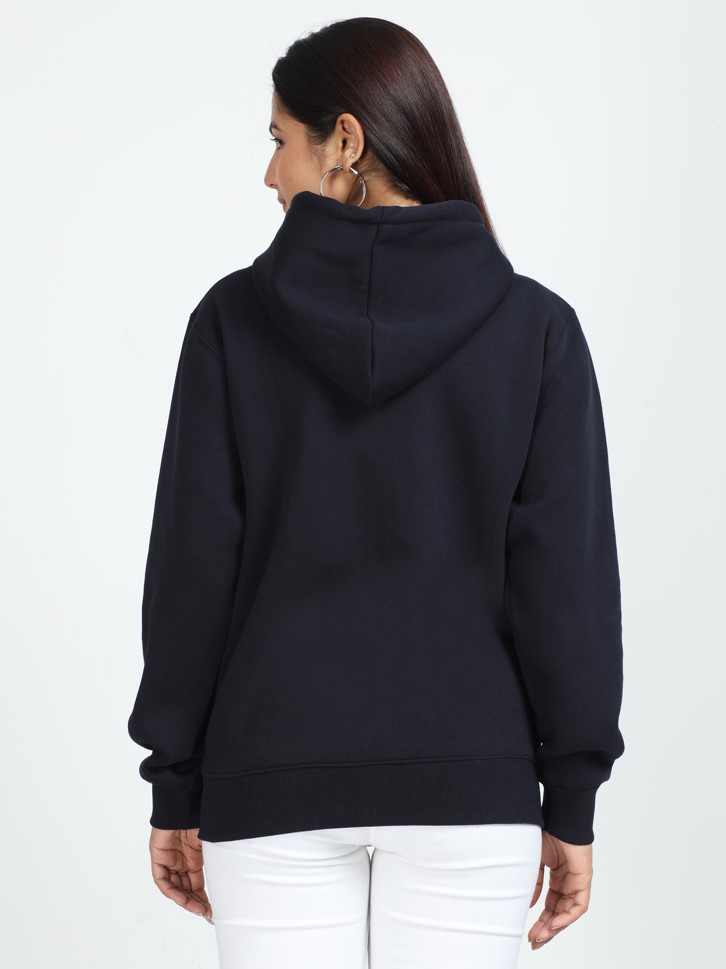 Women Navy Blue Zipper Hoodie