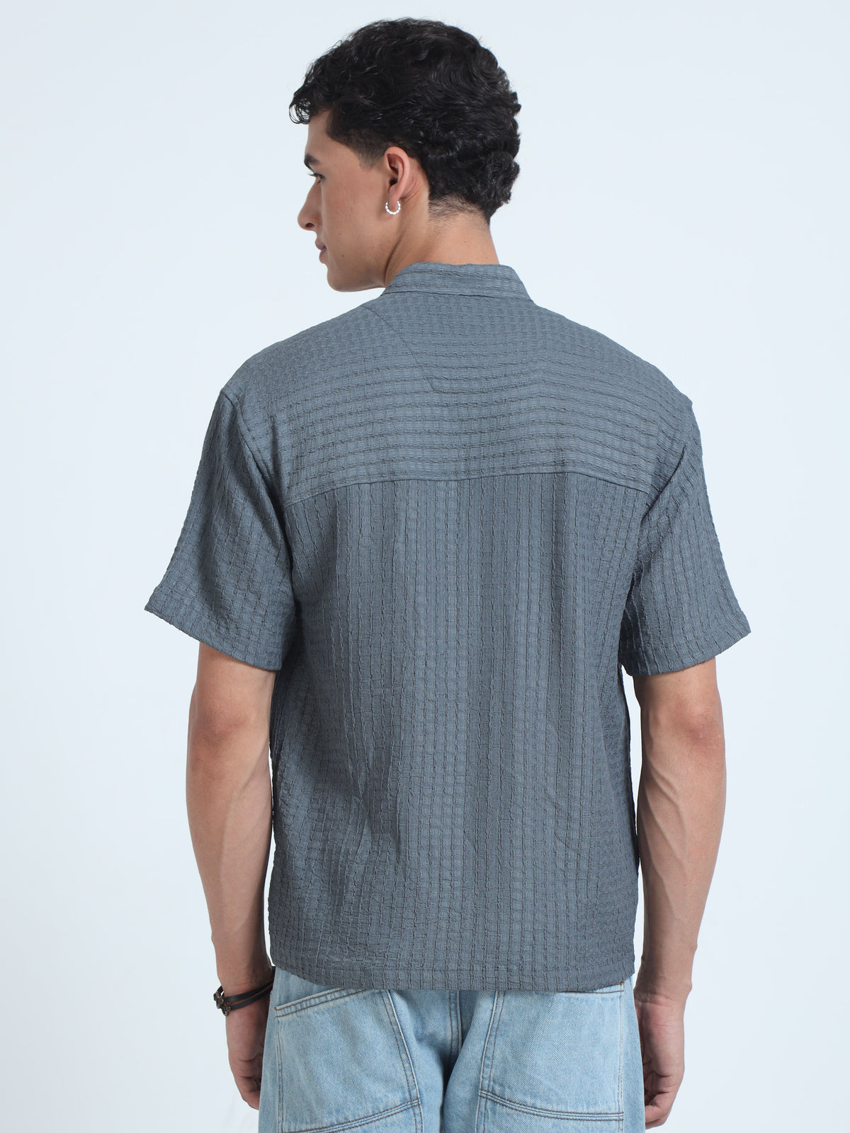 Men Summer Floruit Shirts-Grey
