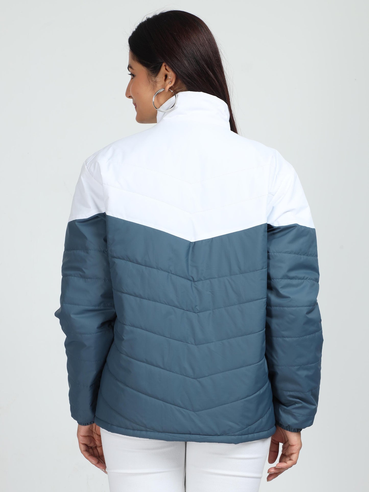 Women White-Air Force Blue Bomber Jacket