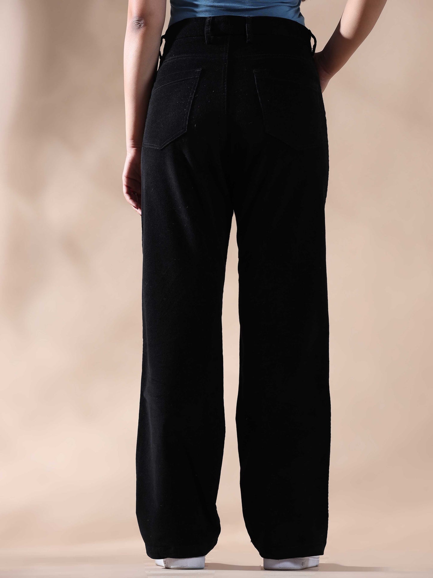 Women Corduroy Trousers- Black
