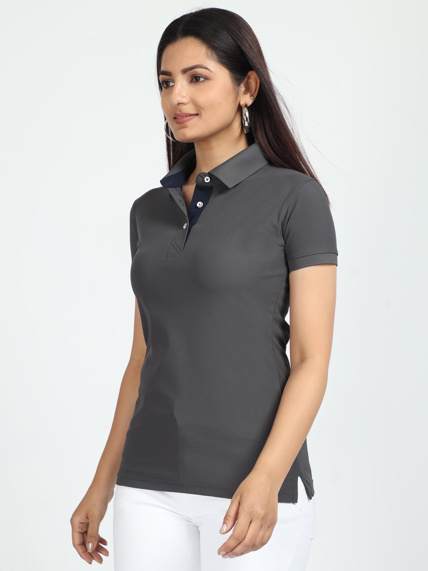 Charcoal Grey Women's Polo T-shirt