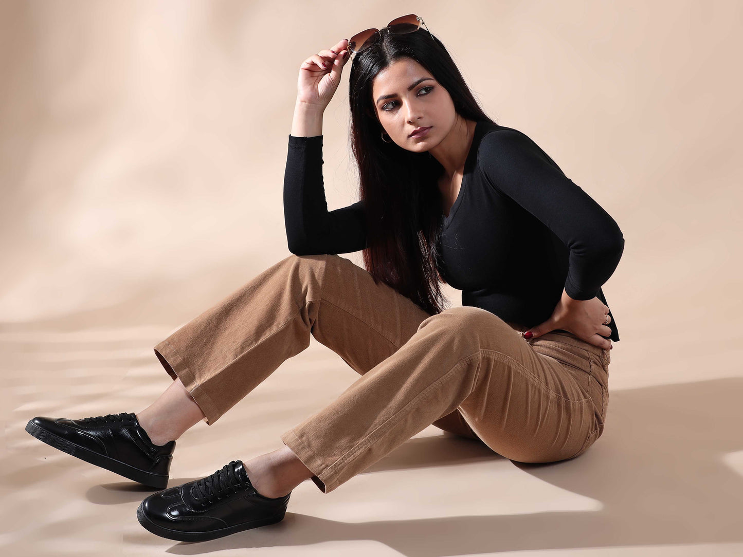 Women Corduroy Trousers- Light Khaki