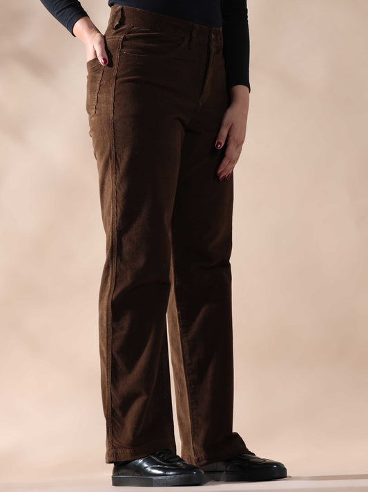 Stylish Womens Brown Corduroy Pants