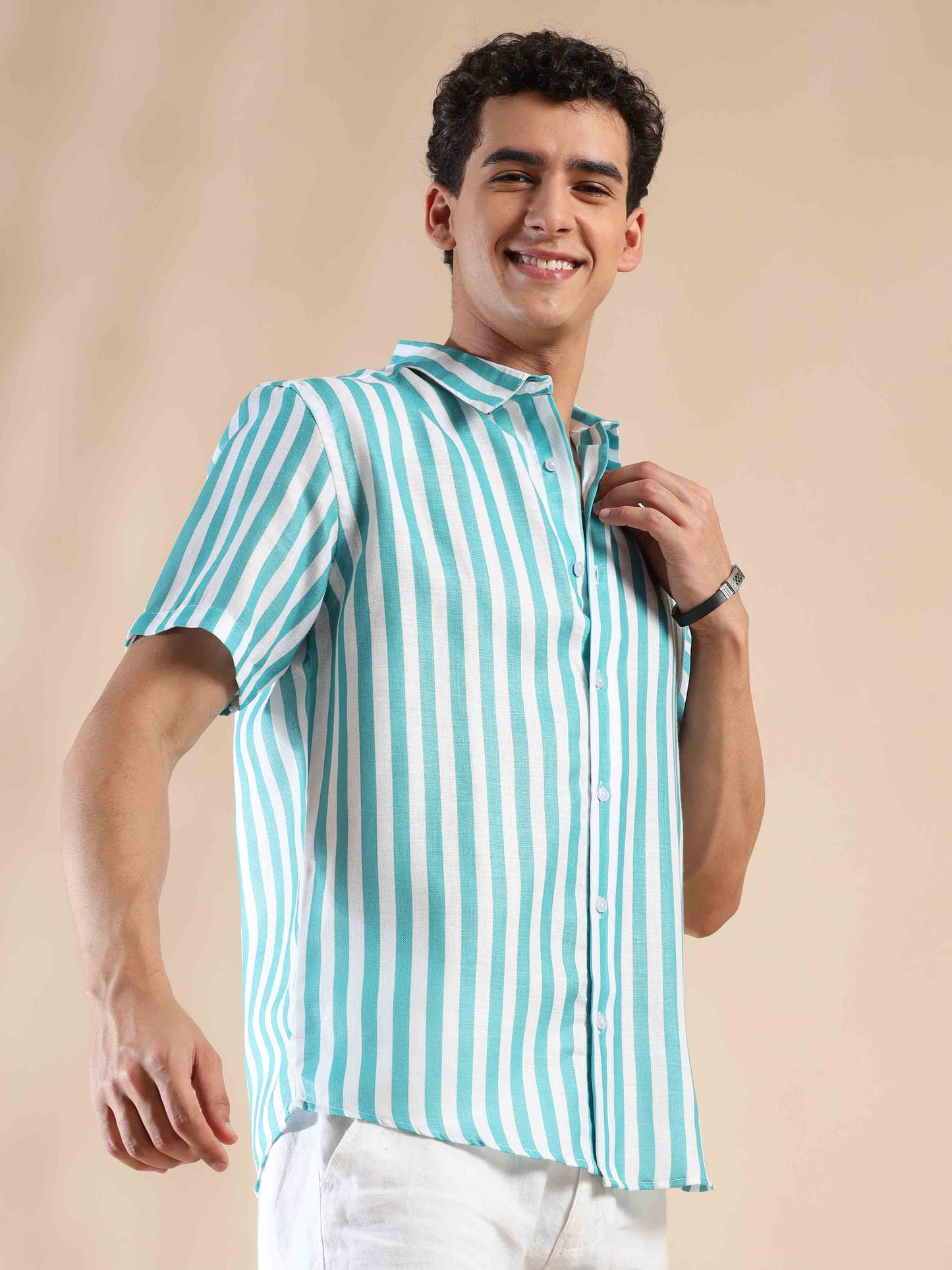 Oceanic Hosta Oasis Stripes Cotton Shirt
