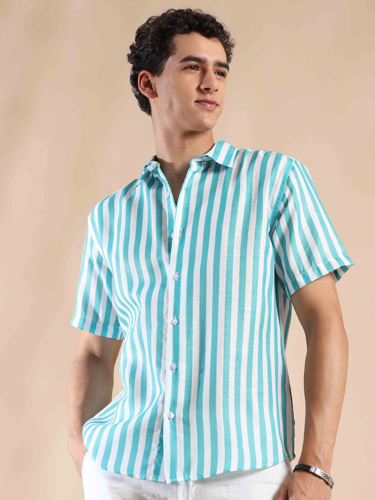 Oceanic Hosta Oasis Stripes Cotton Shirt