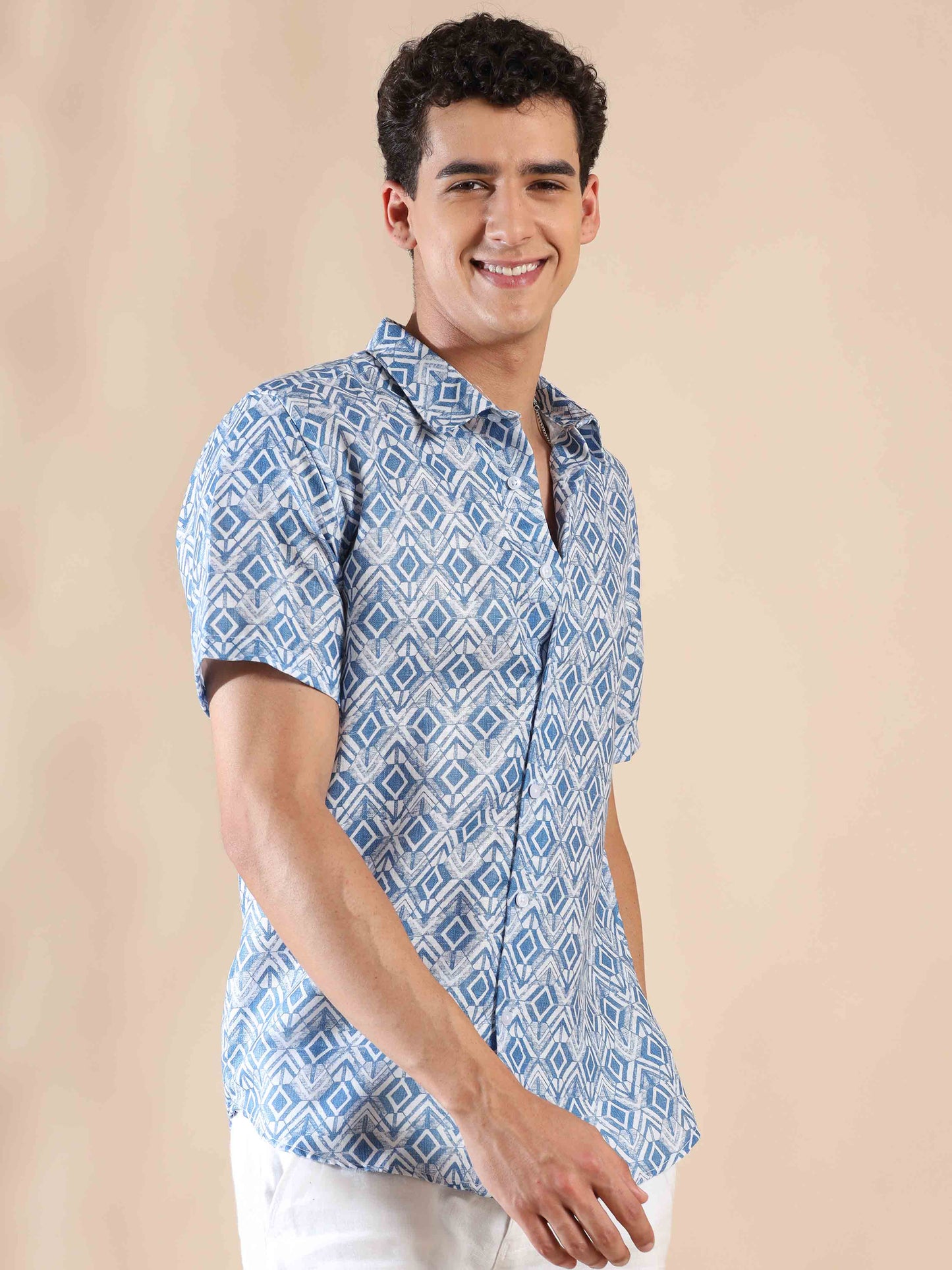 Misty Glaucous Delight Cotton Shirt