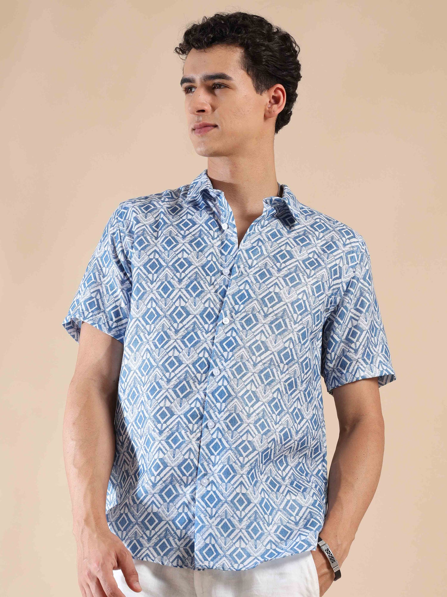 Misty Glaucous Delight Cotton Shirt