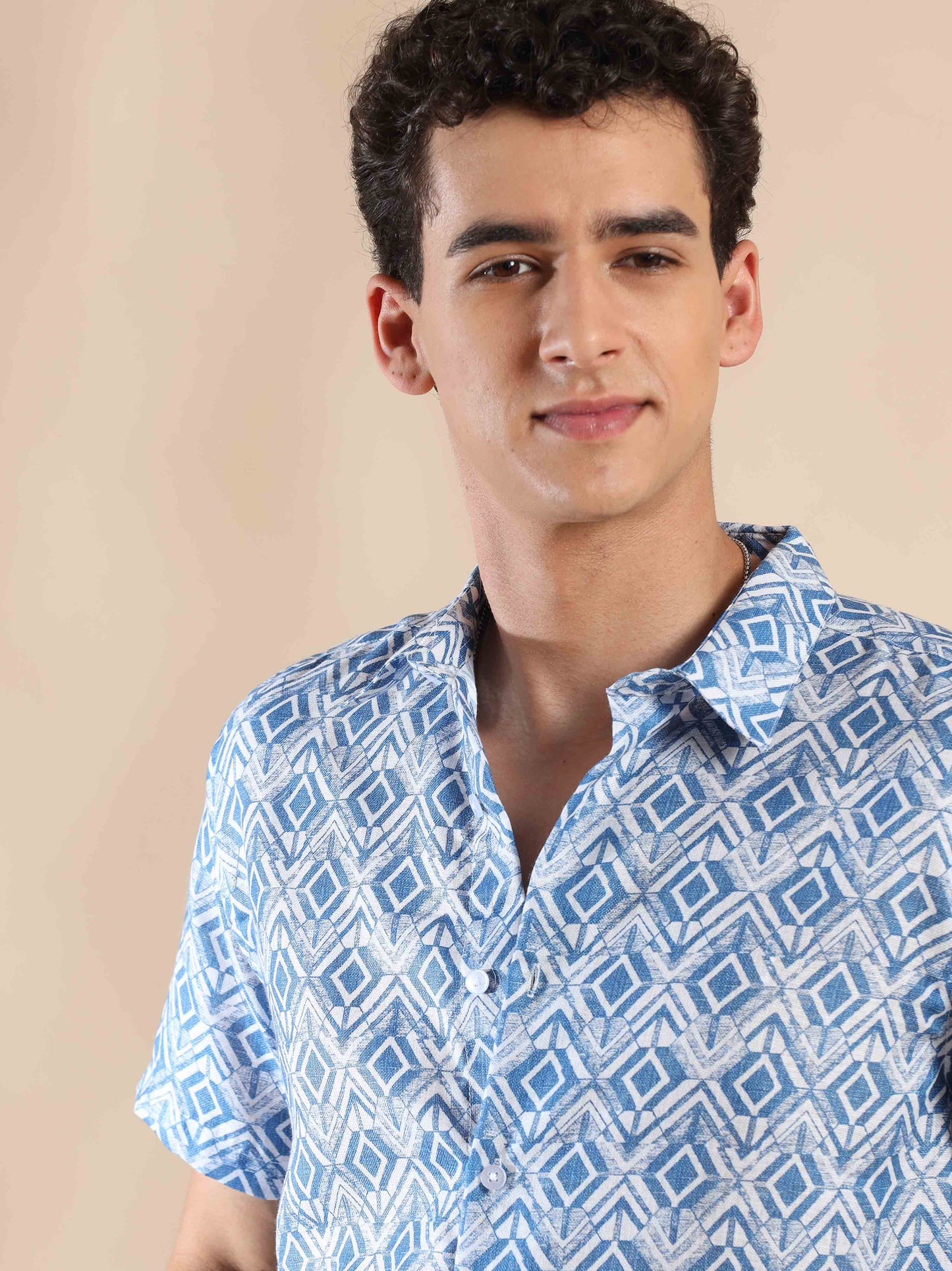 Misty Glaucous Delight Cotton Shirt