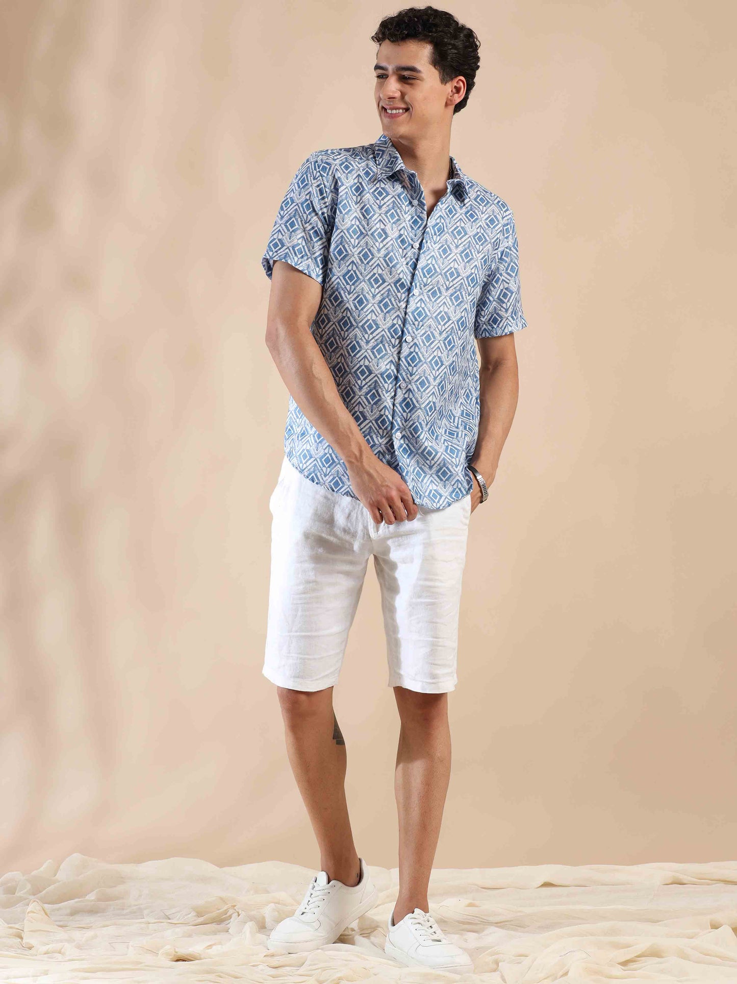 Misty Glaucous Delight Cotton Shirt