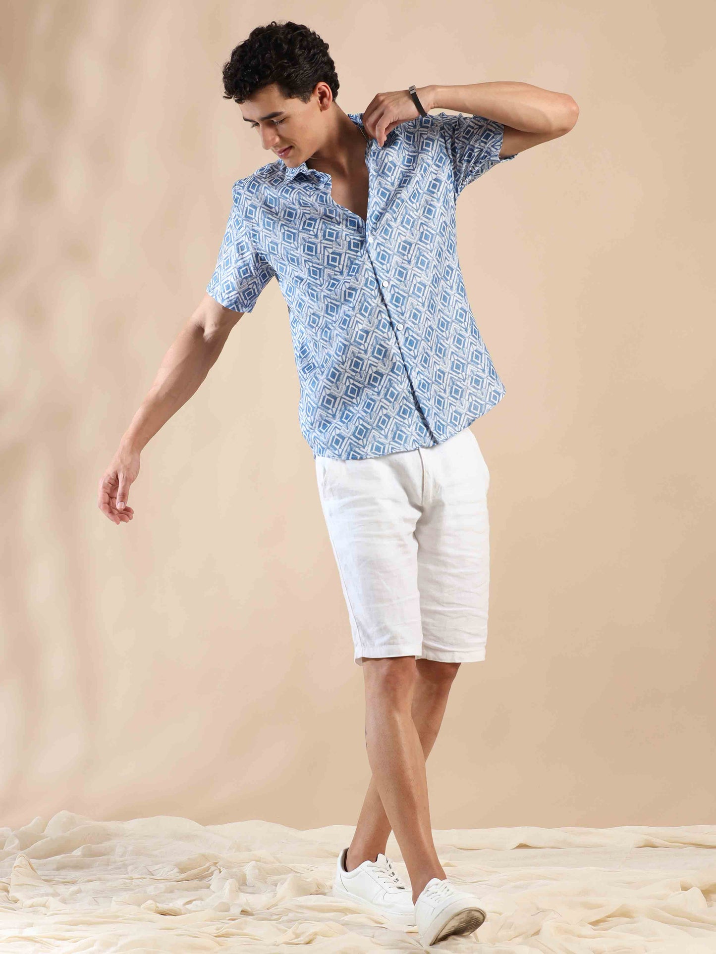 Misty Glaucous Delight Cotton Shirt
