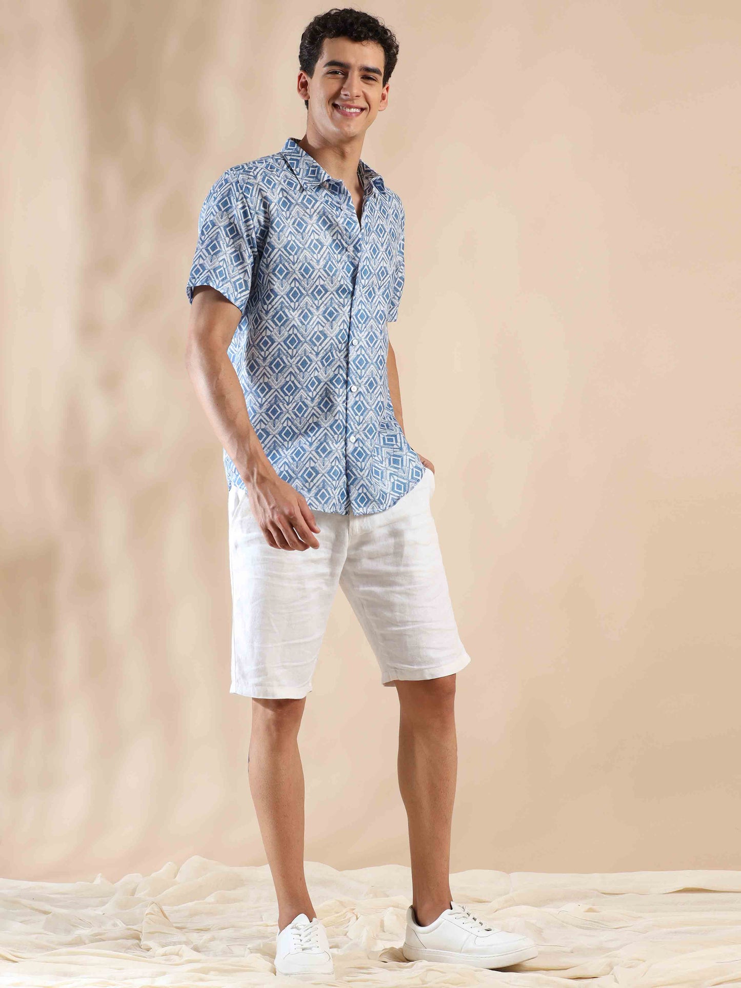 Misty Glaucous Delight Cotton Shirt