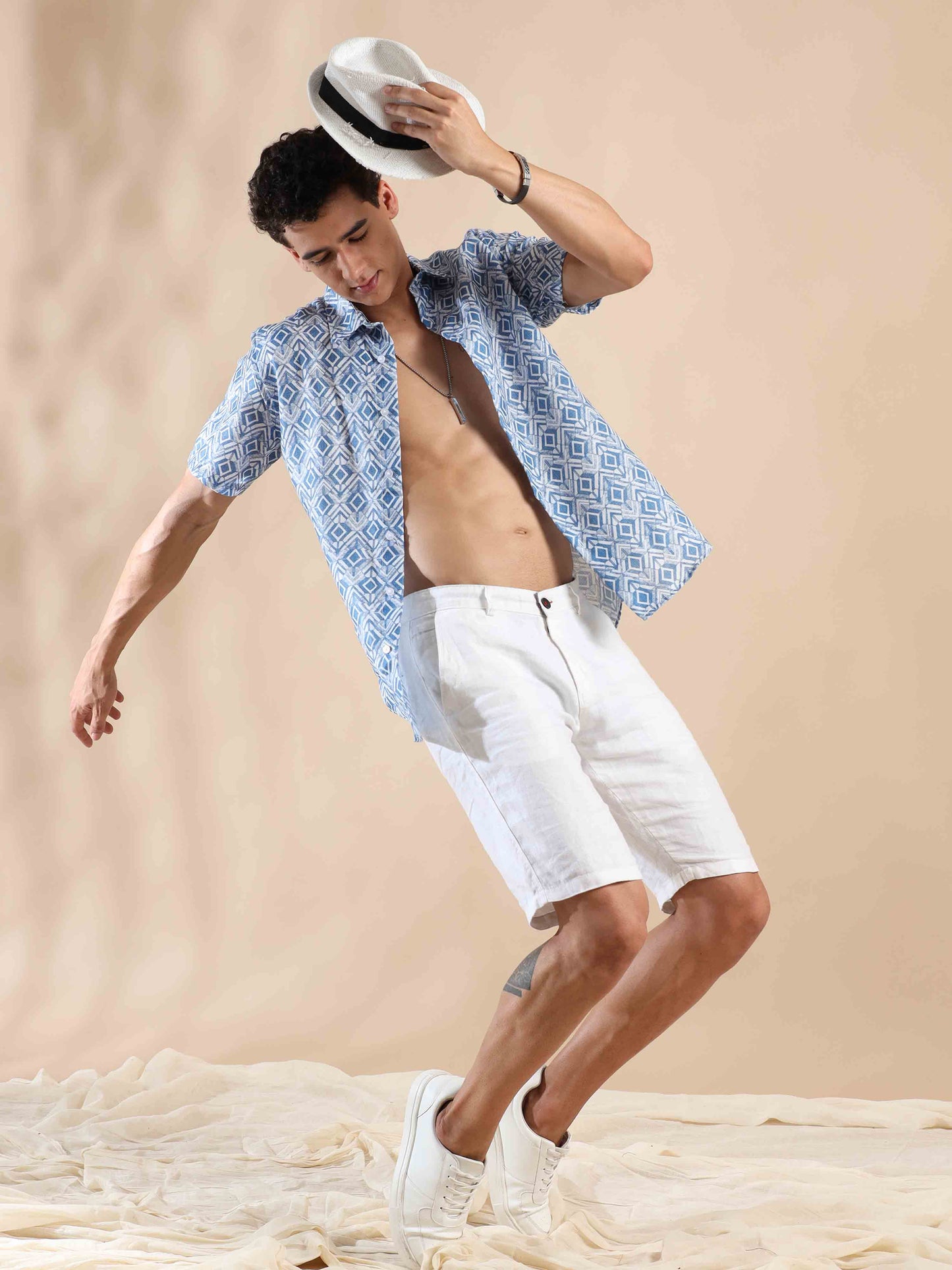 Misty Glaucous Delight Cotton Shirt