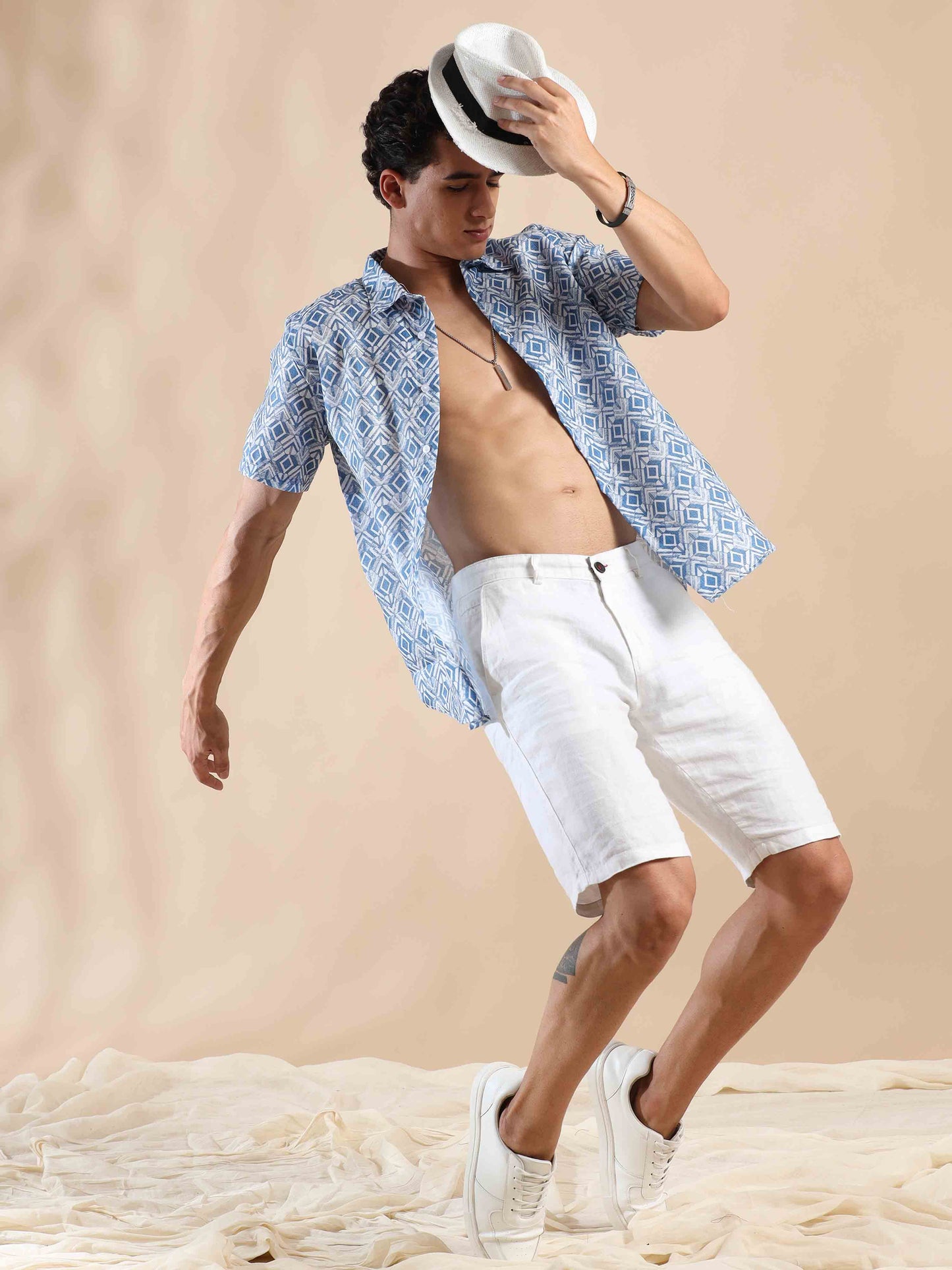 Misty Glaucous Delight Cotton Shirt