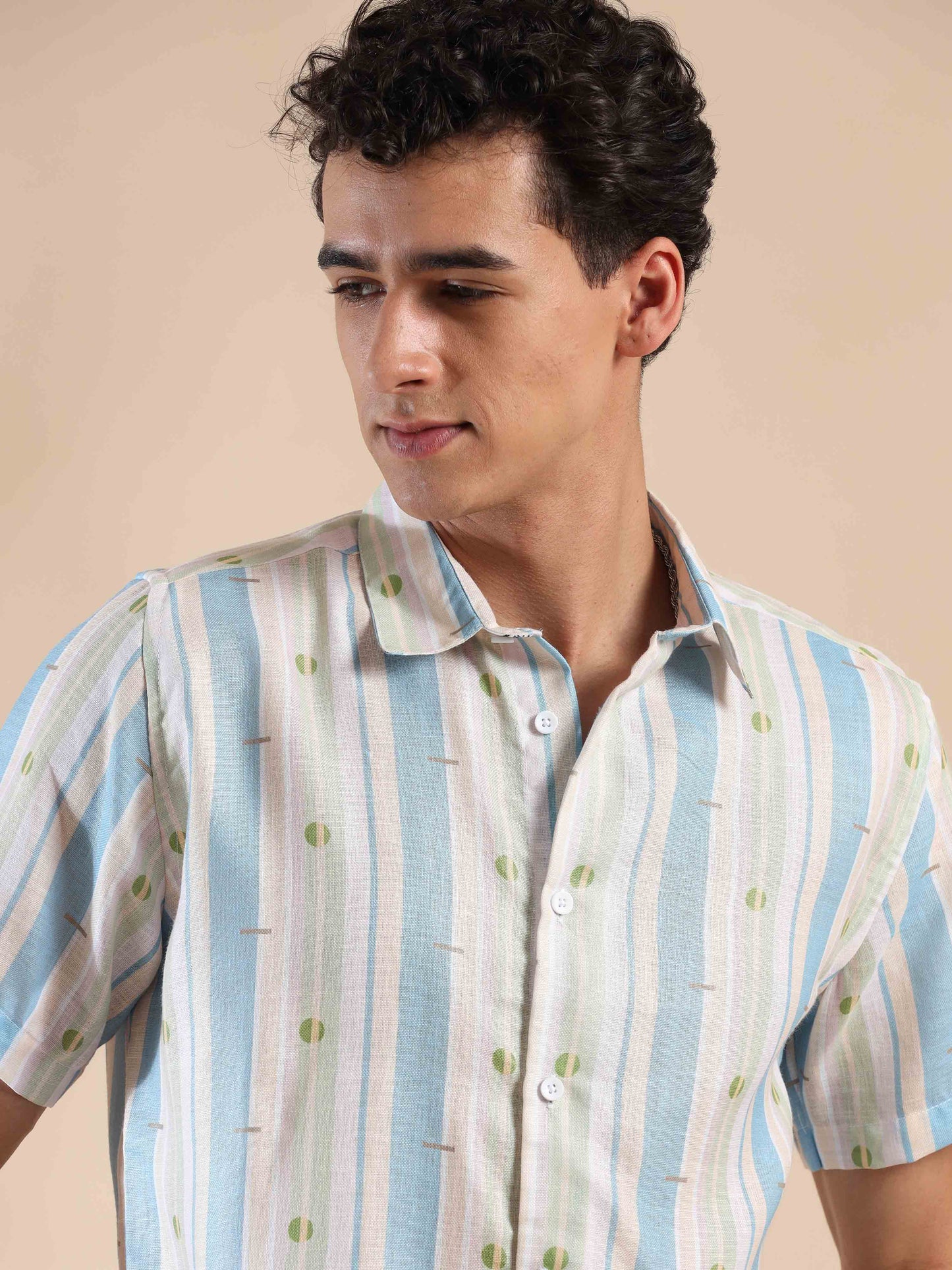 Oceanic Haven Mist Stripes Cotton Shirt