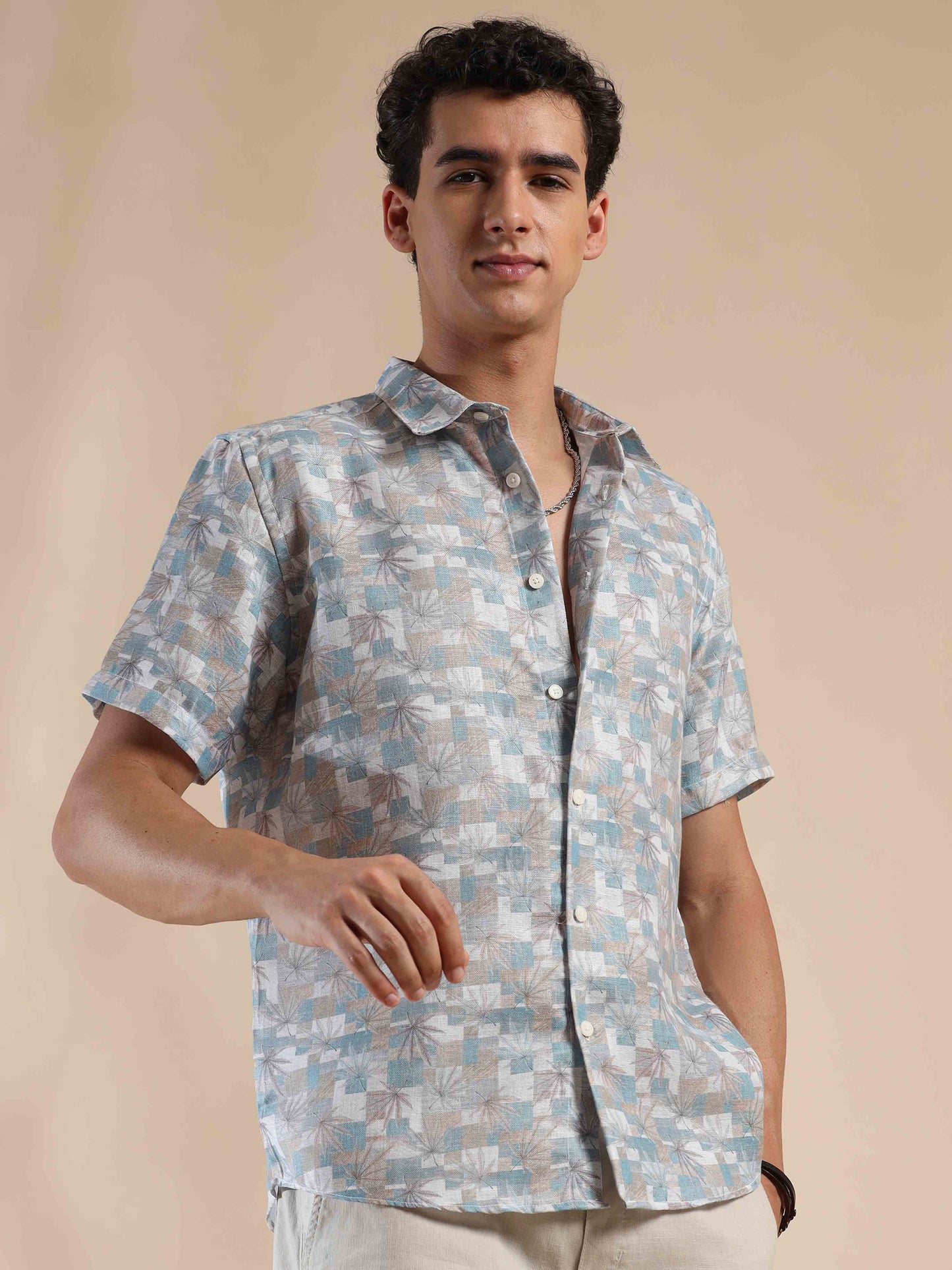 Sunny Grey Paradise Cotton Shirt