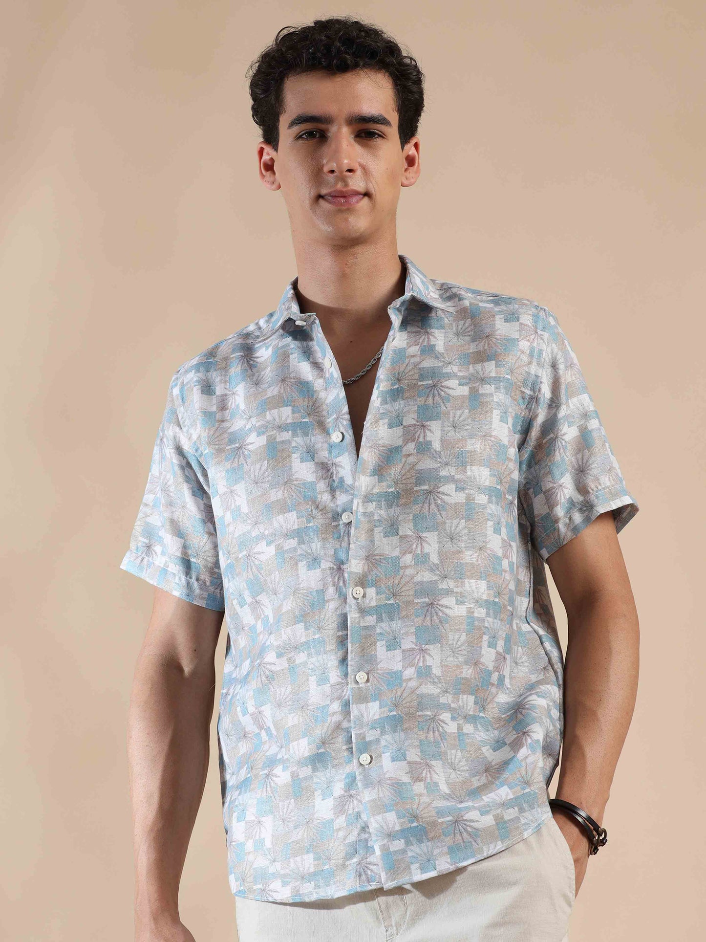 Sunny Grey Paradise Cotton Shirt