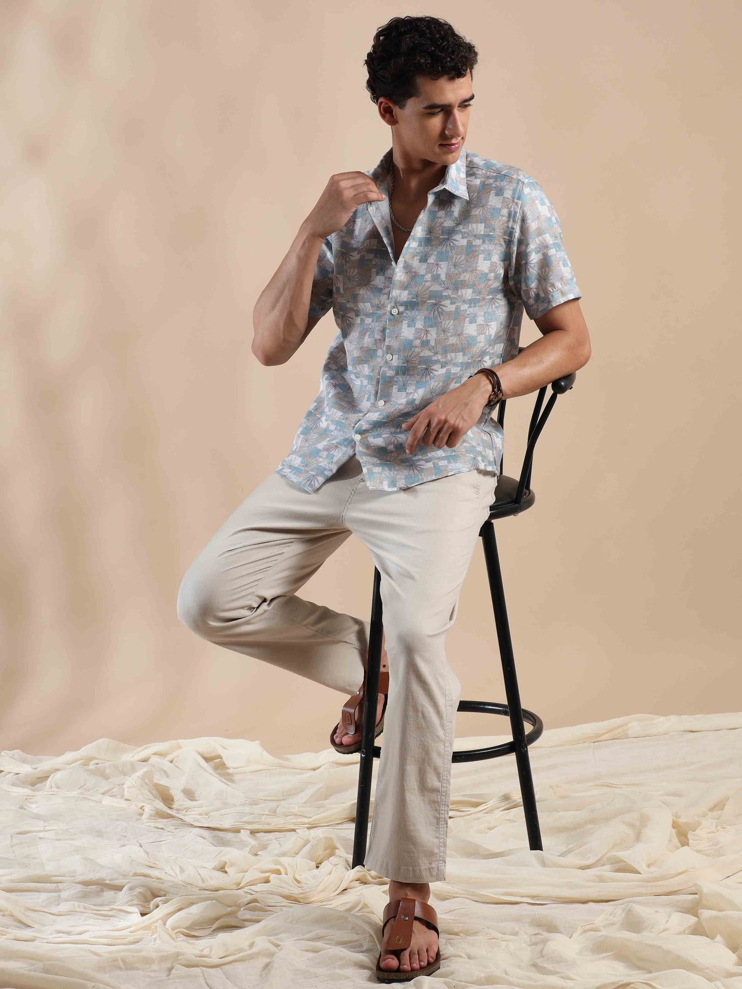 Sunny Grey Paradise Cotton Shirt