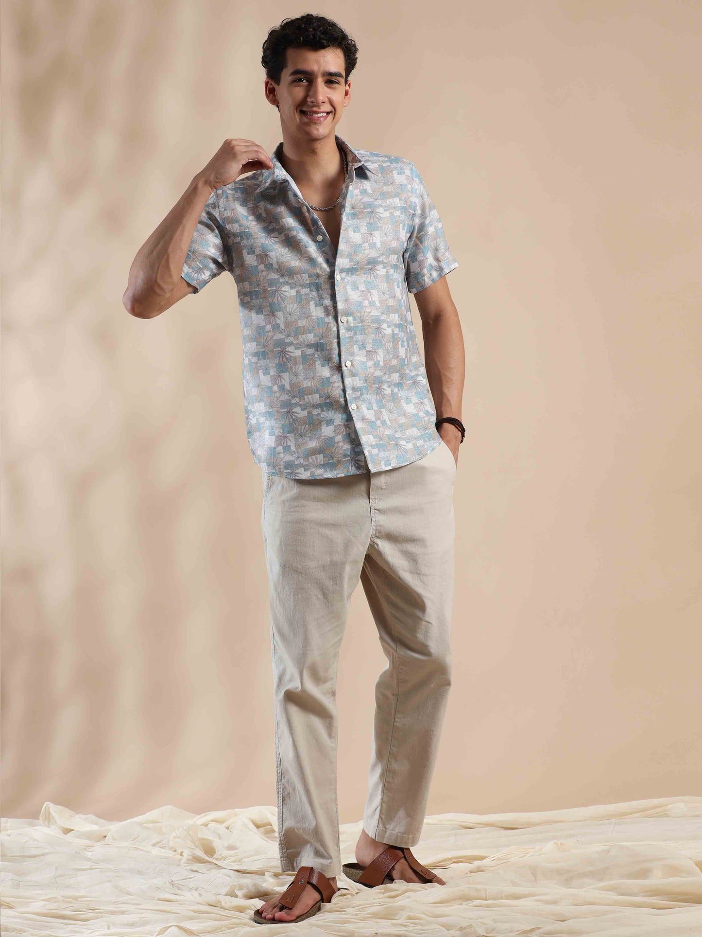 Sunny Grey Paradise Cotton Shirt