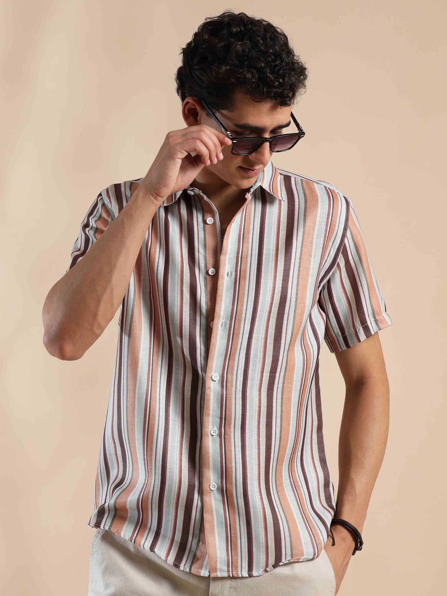 Golden Sands Serenity Stripes Cotton Shirt