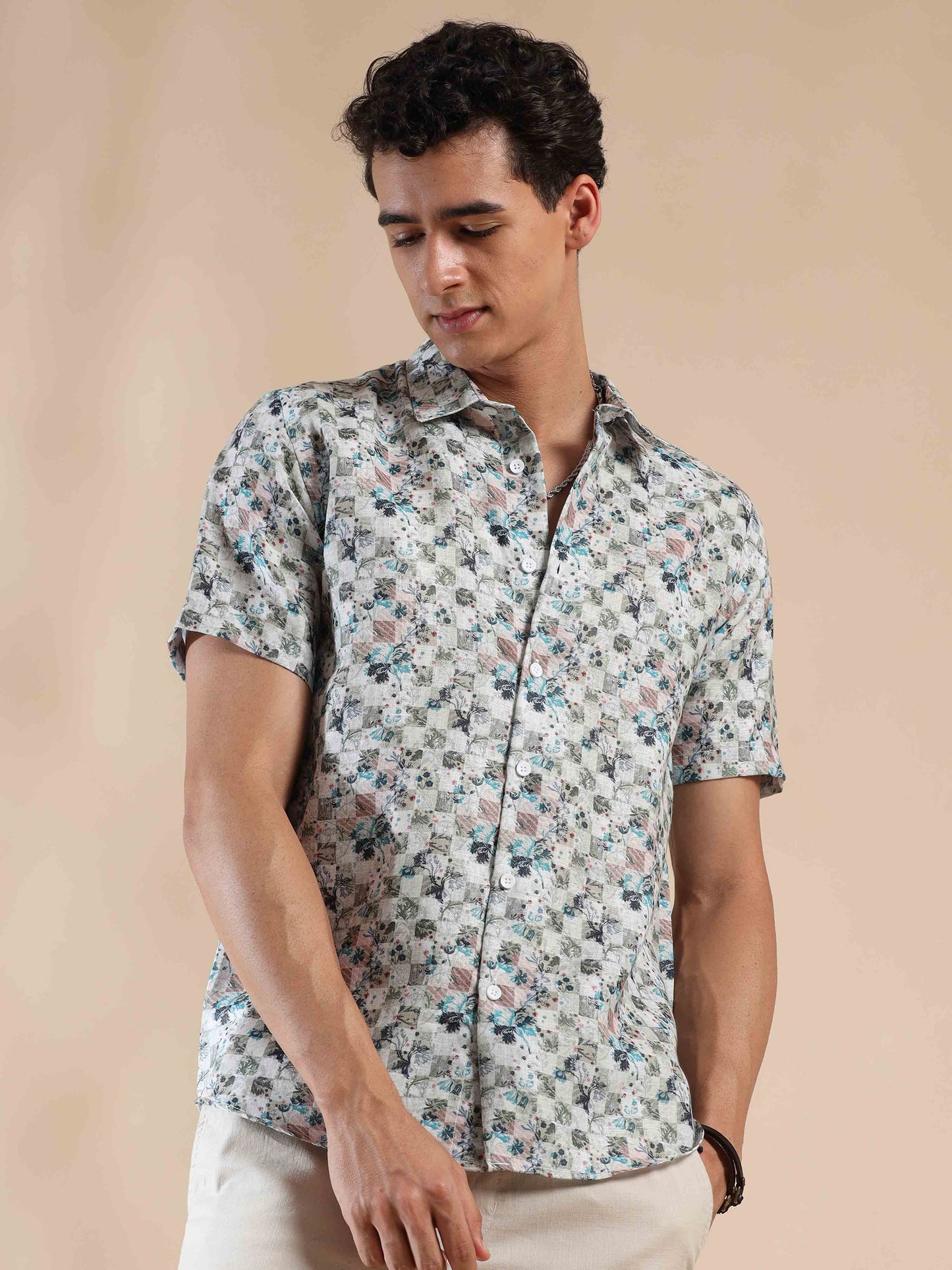Summer Quill Beige Cotton Shirt