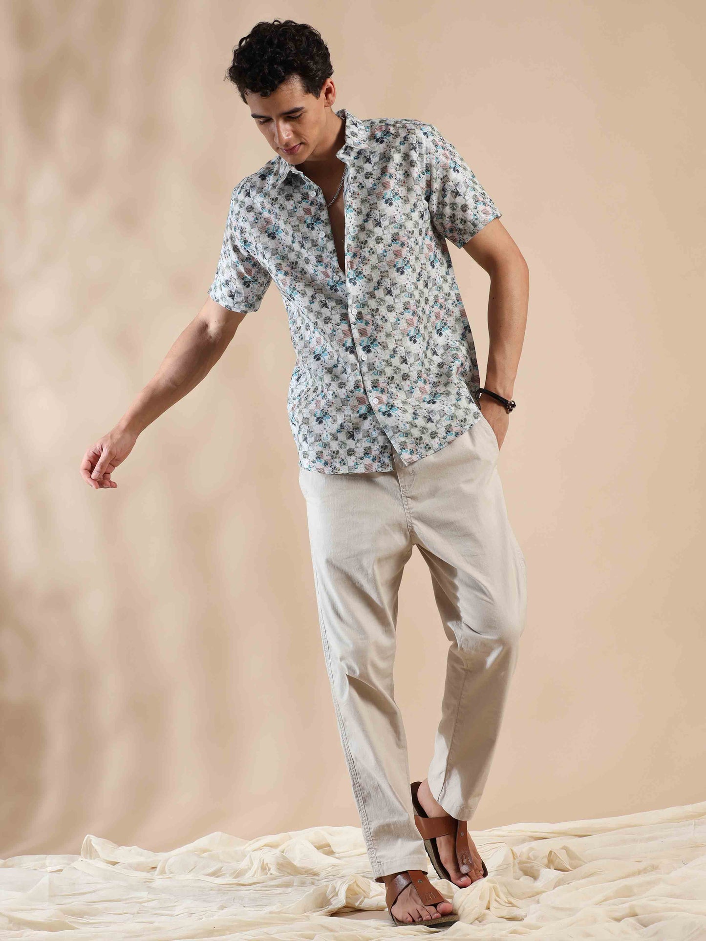 Summer Quill Beige Cotton Shirt