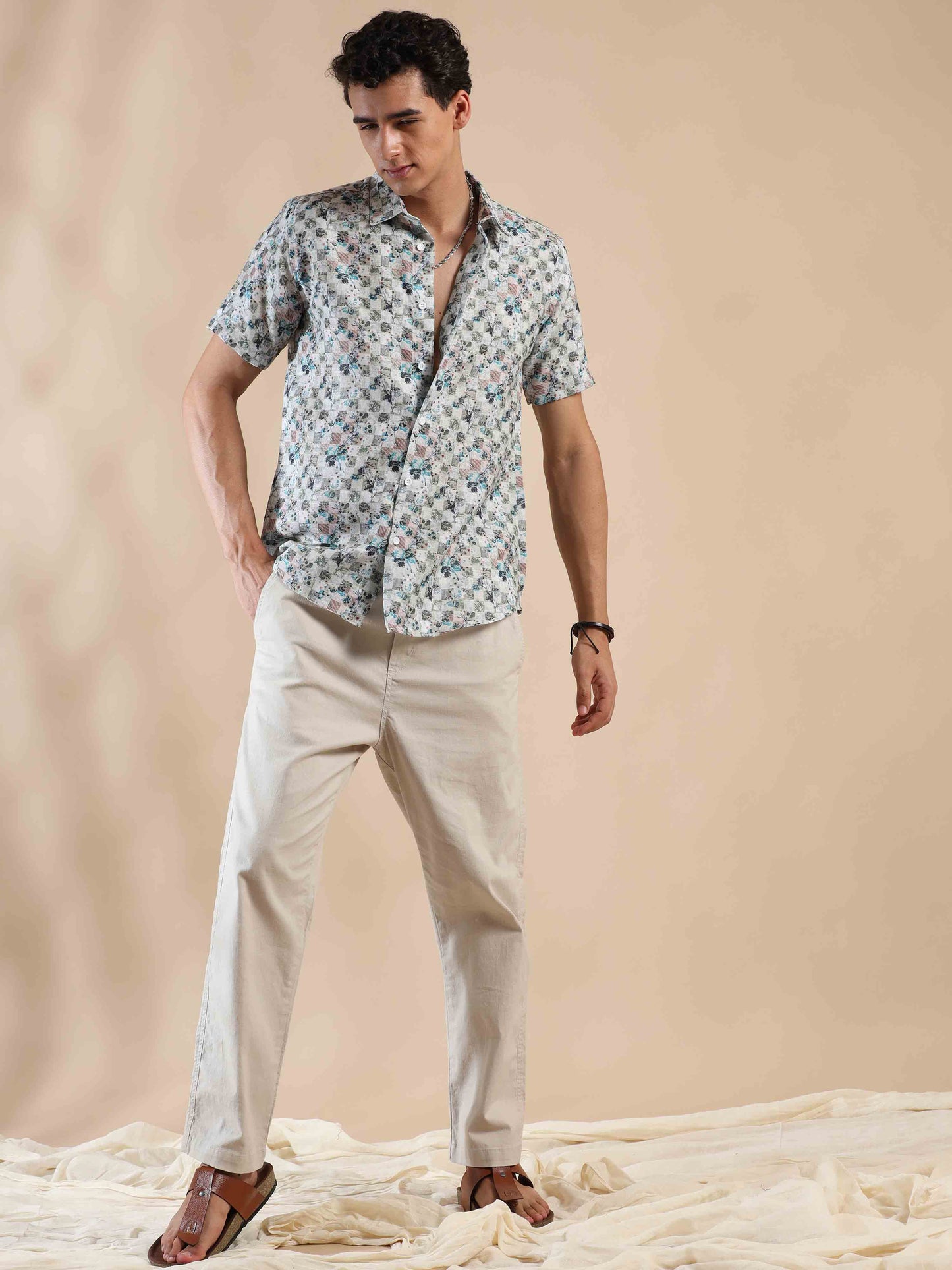 Summer Quill Beige Cotton Shirt