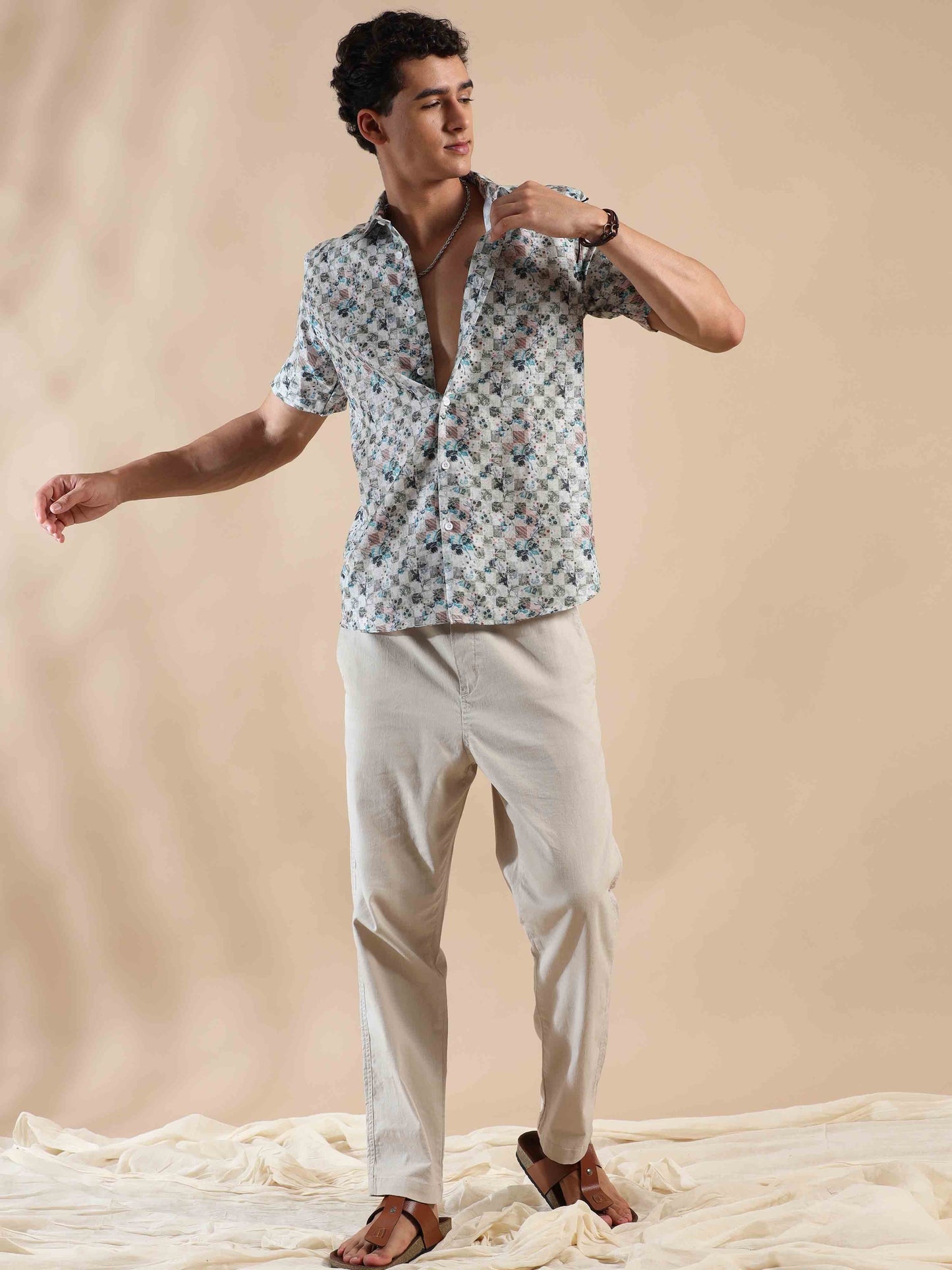 Summer Quill Beige Cotton Shirt