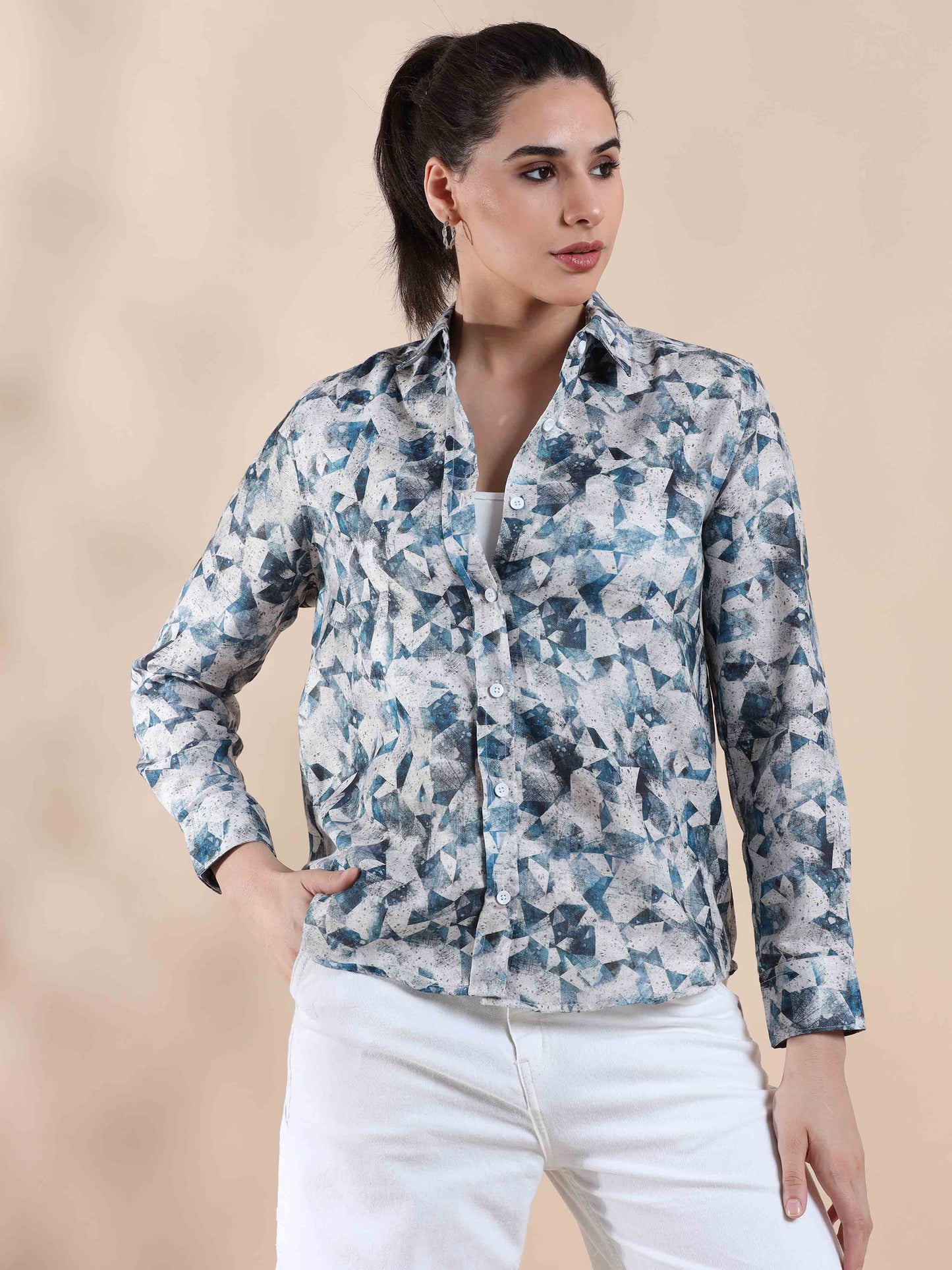 Ocean Blue Summer Cotton Shirt