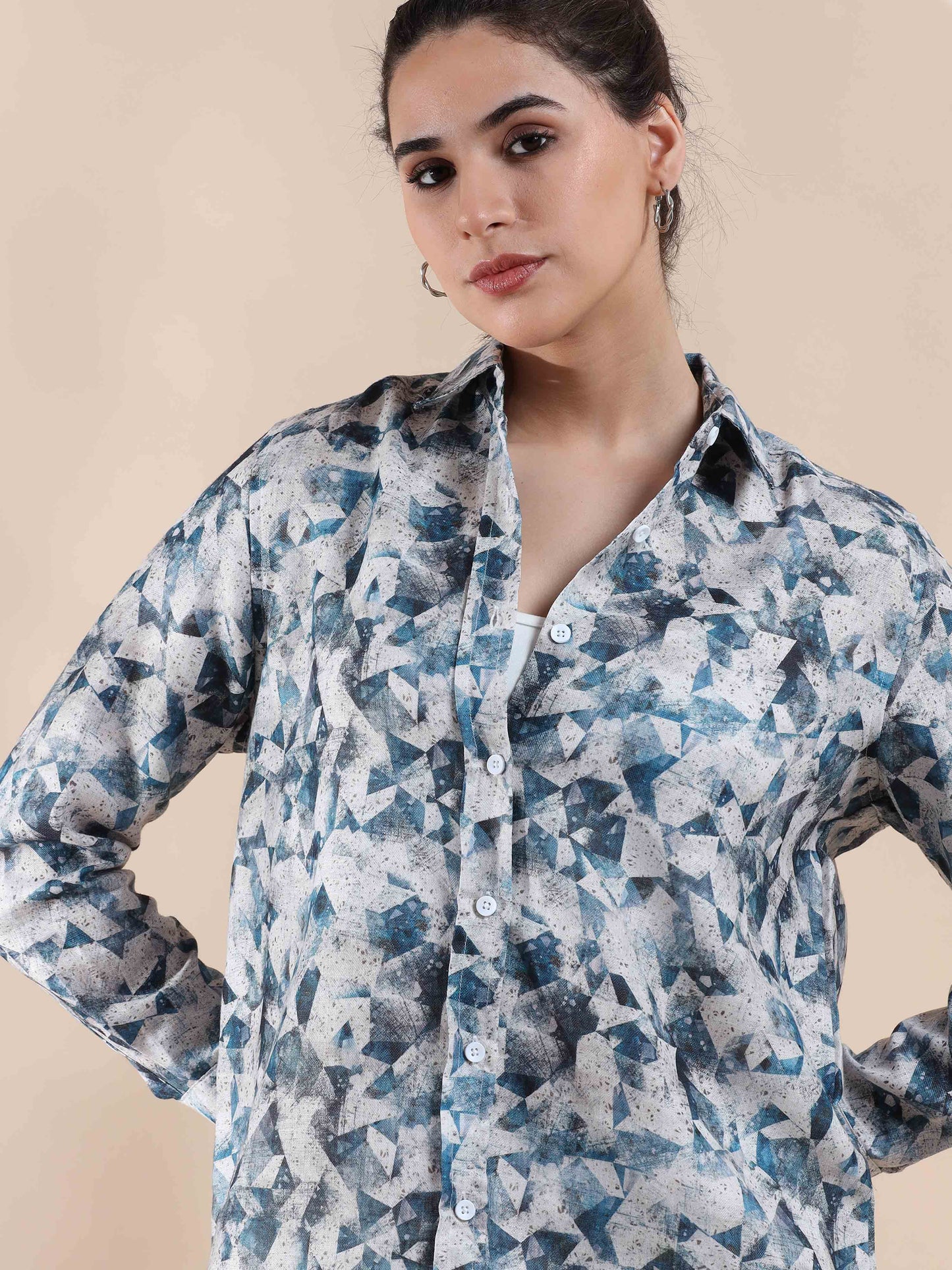 Ocean Blue Summer Cotton Shirt
