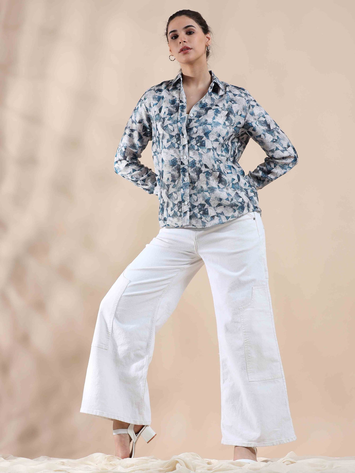 Ocean Blue Summer Cotton Shirt