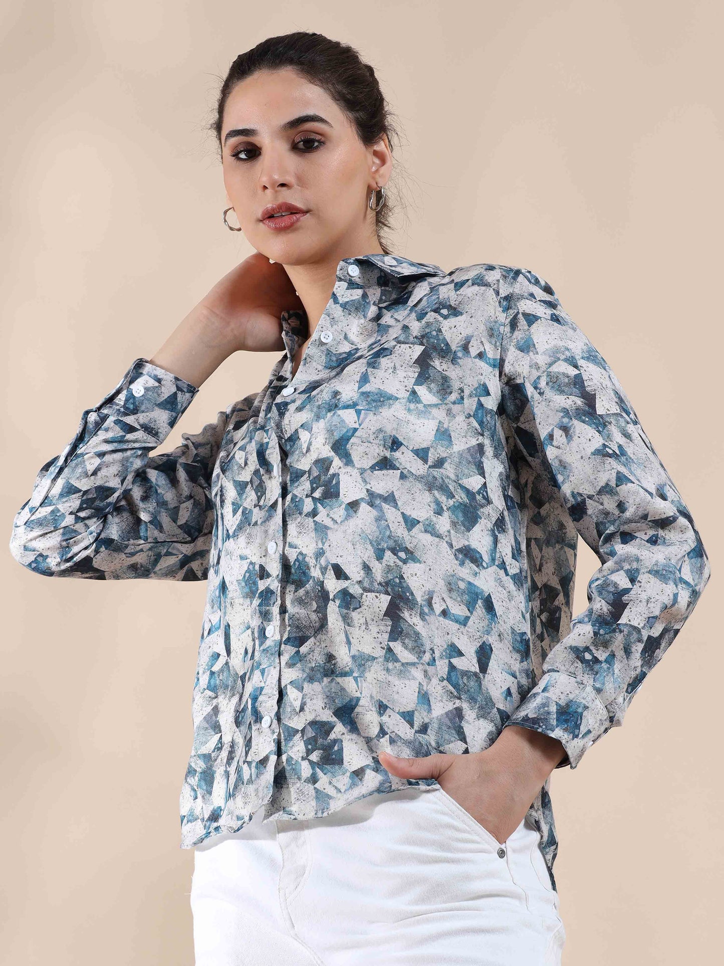 Ocean Blue Summer Cotton Shirt