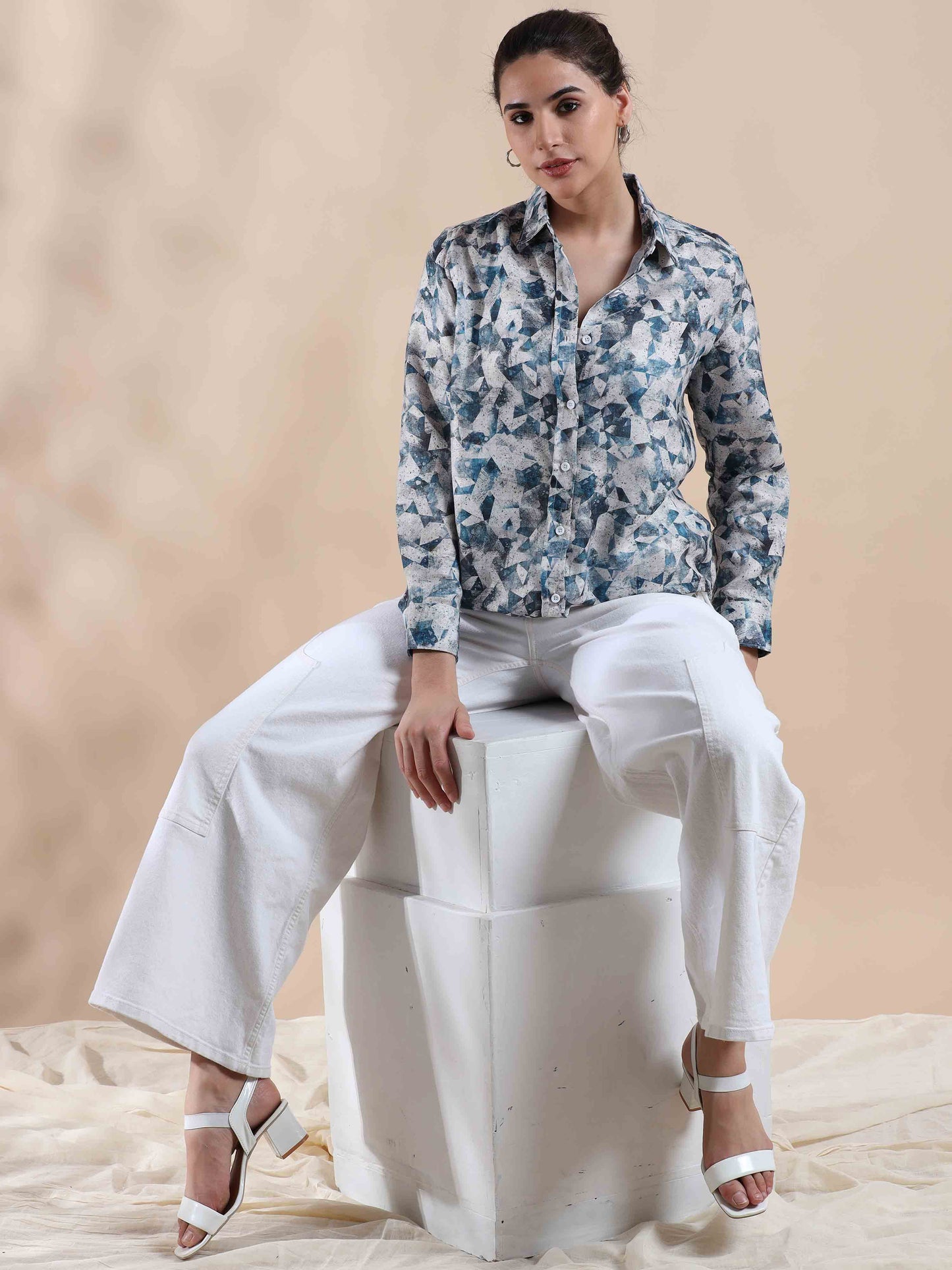 Ocean Blue Summer Cotton Shirt