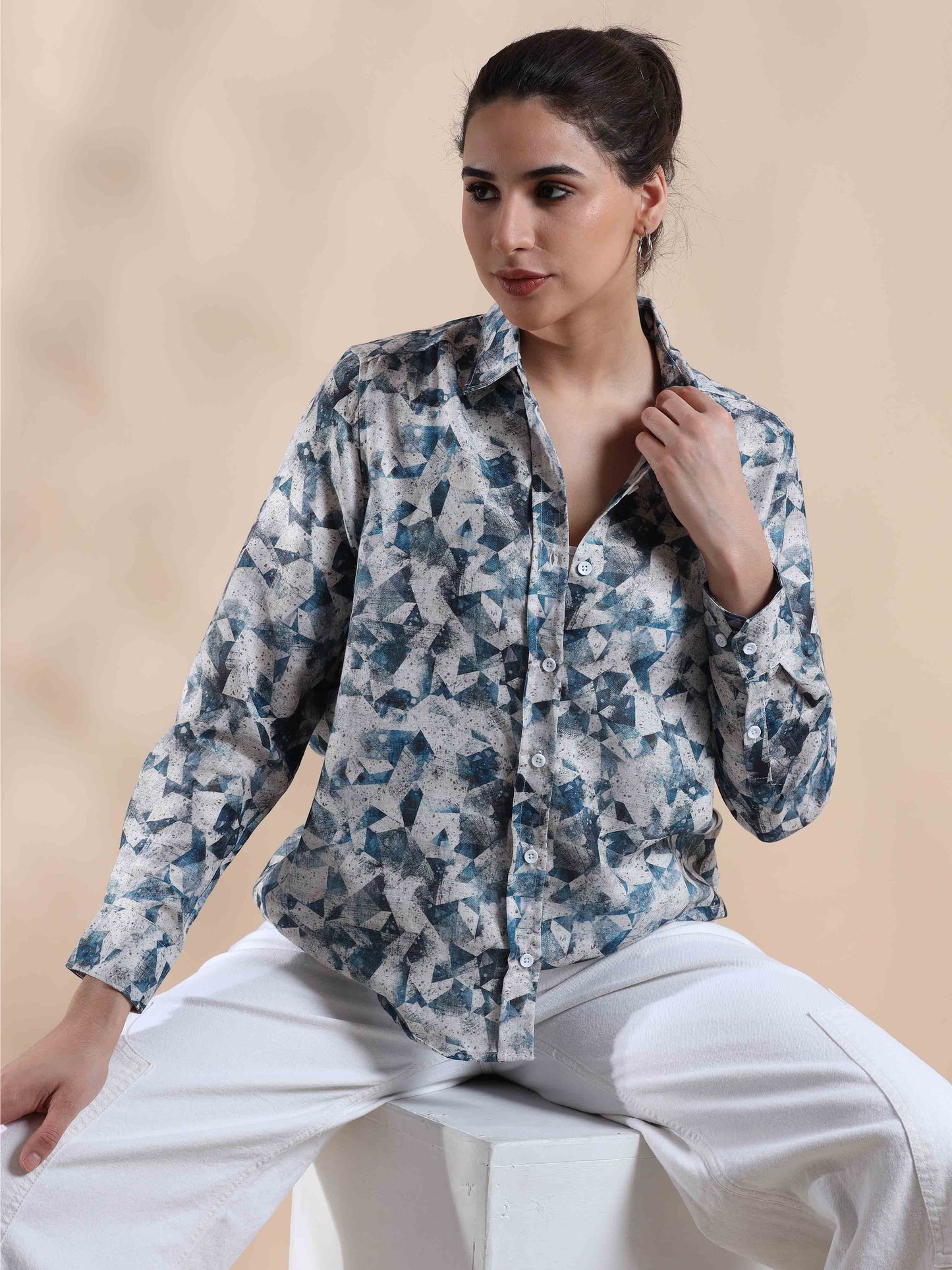 Ocean Blue Summer Cotton Shirt