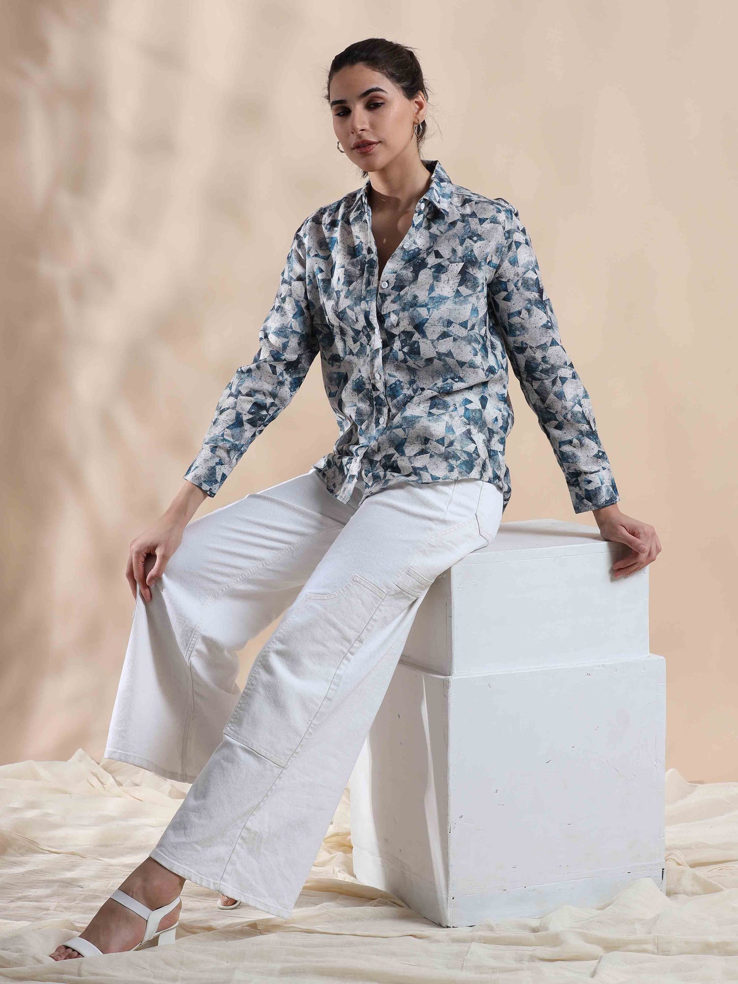 Ocean Blue Summer Cotton Shirt