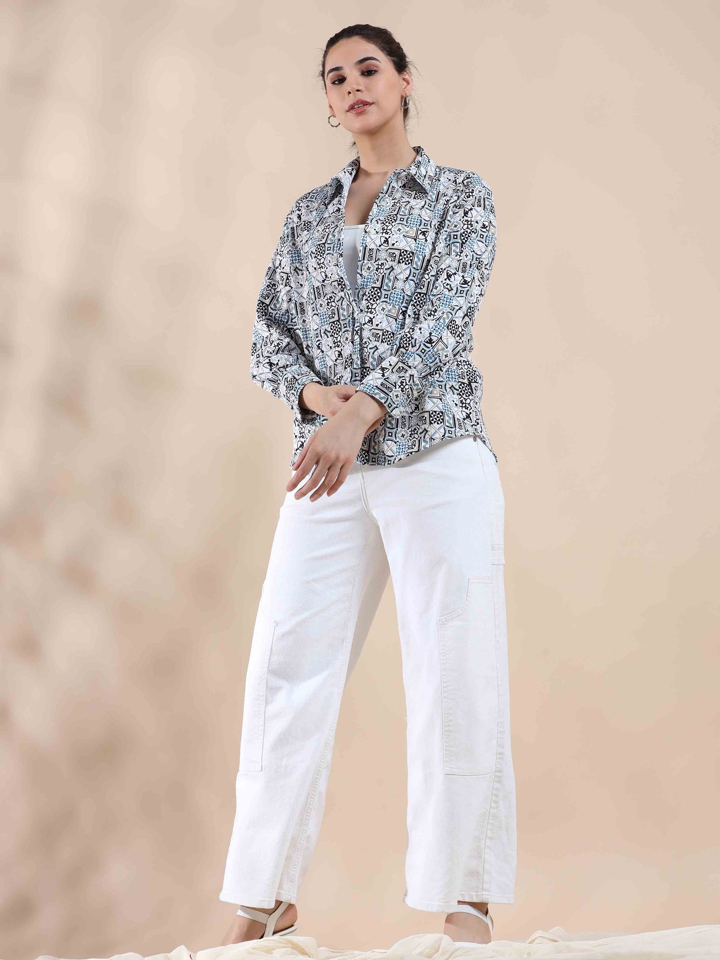 Boho Blue Summer Popcorn Shirt
