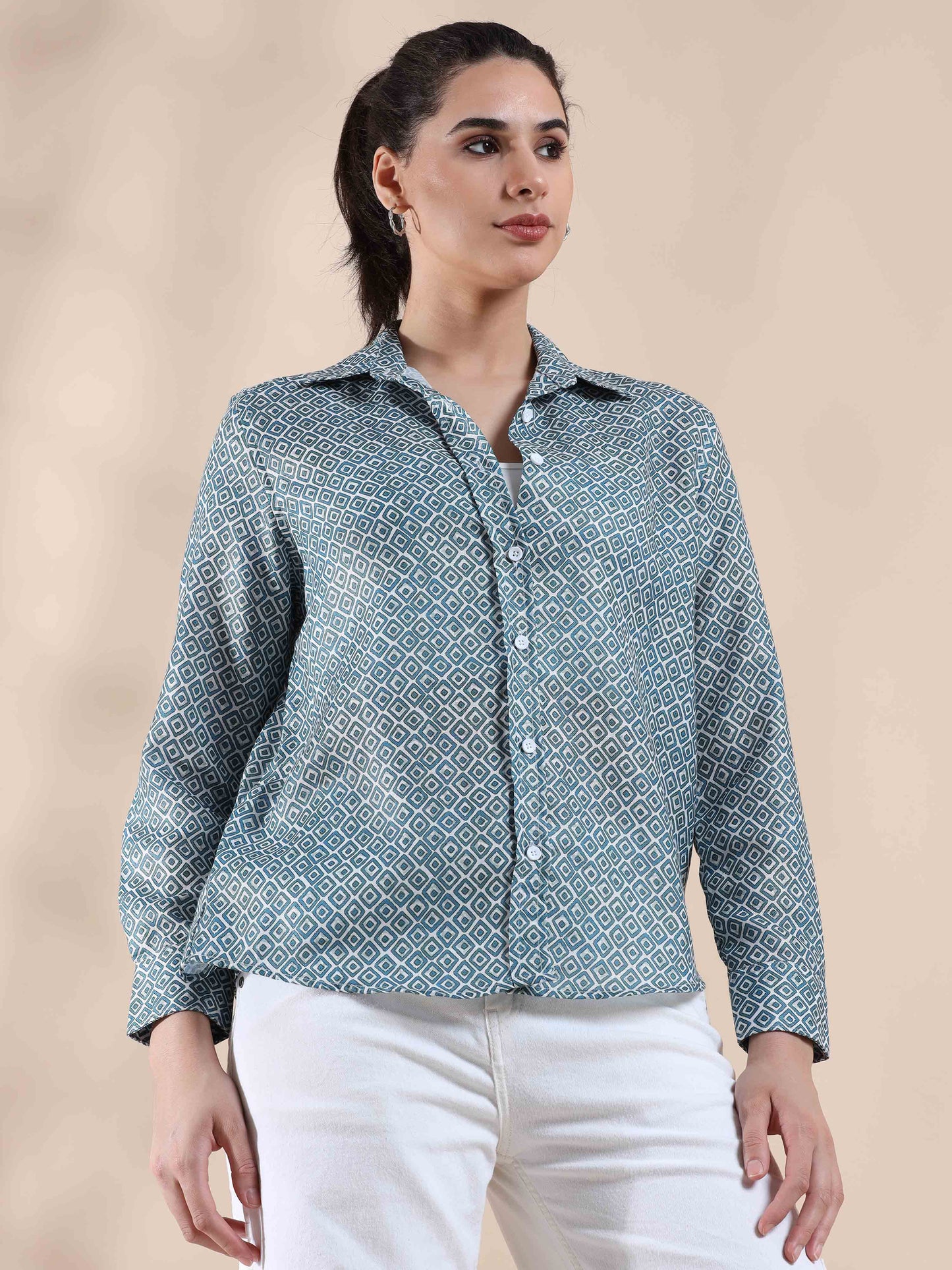 Crisp Blue Grey Cotton Shirt