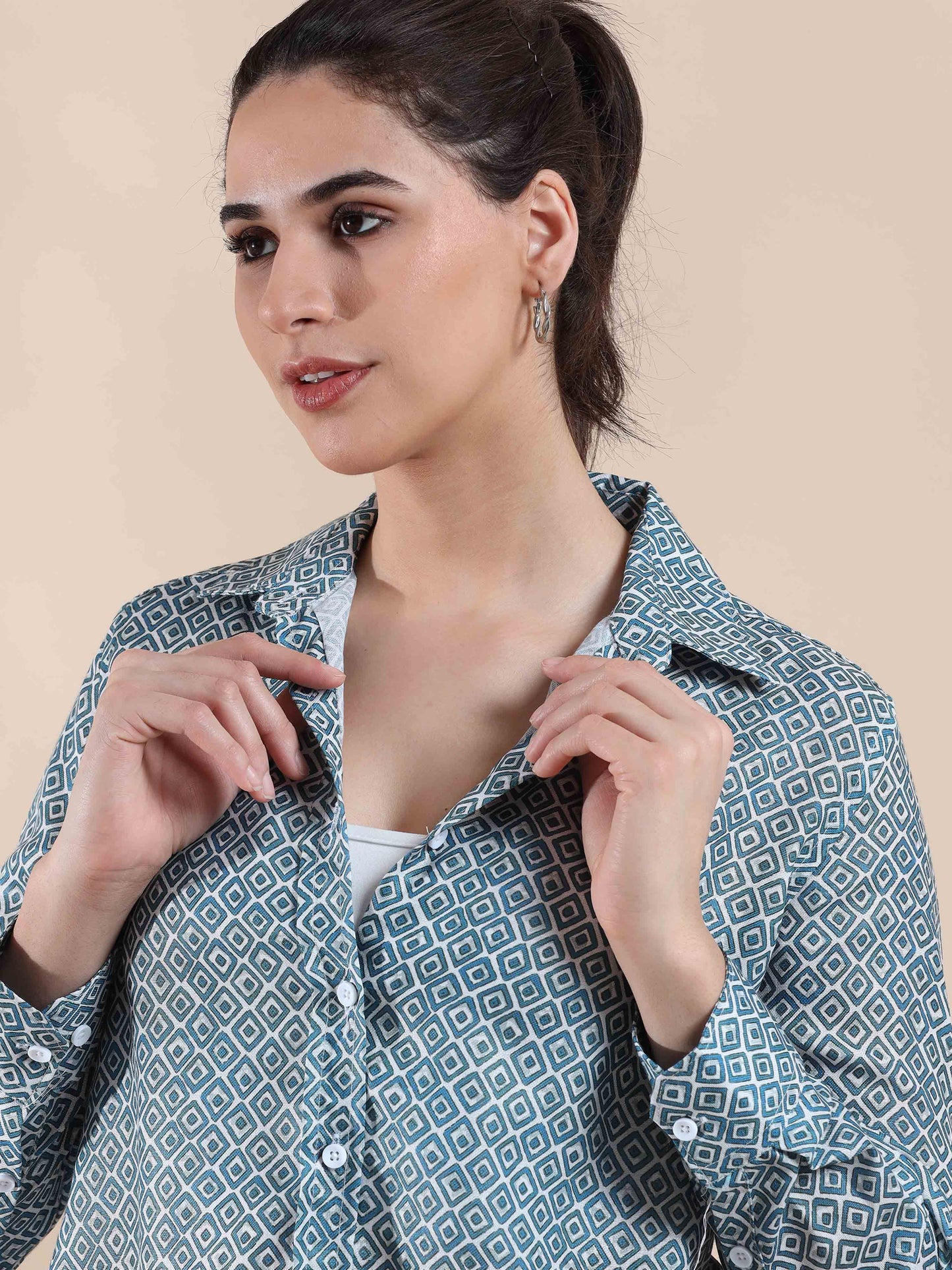 Crisp Blue Grey Cotton Shirt