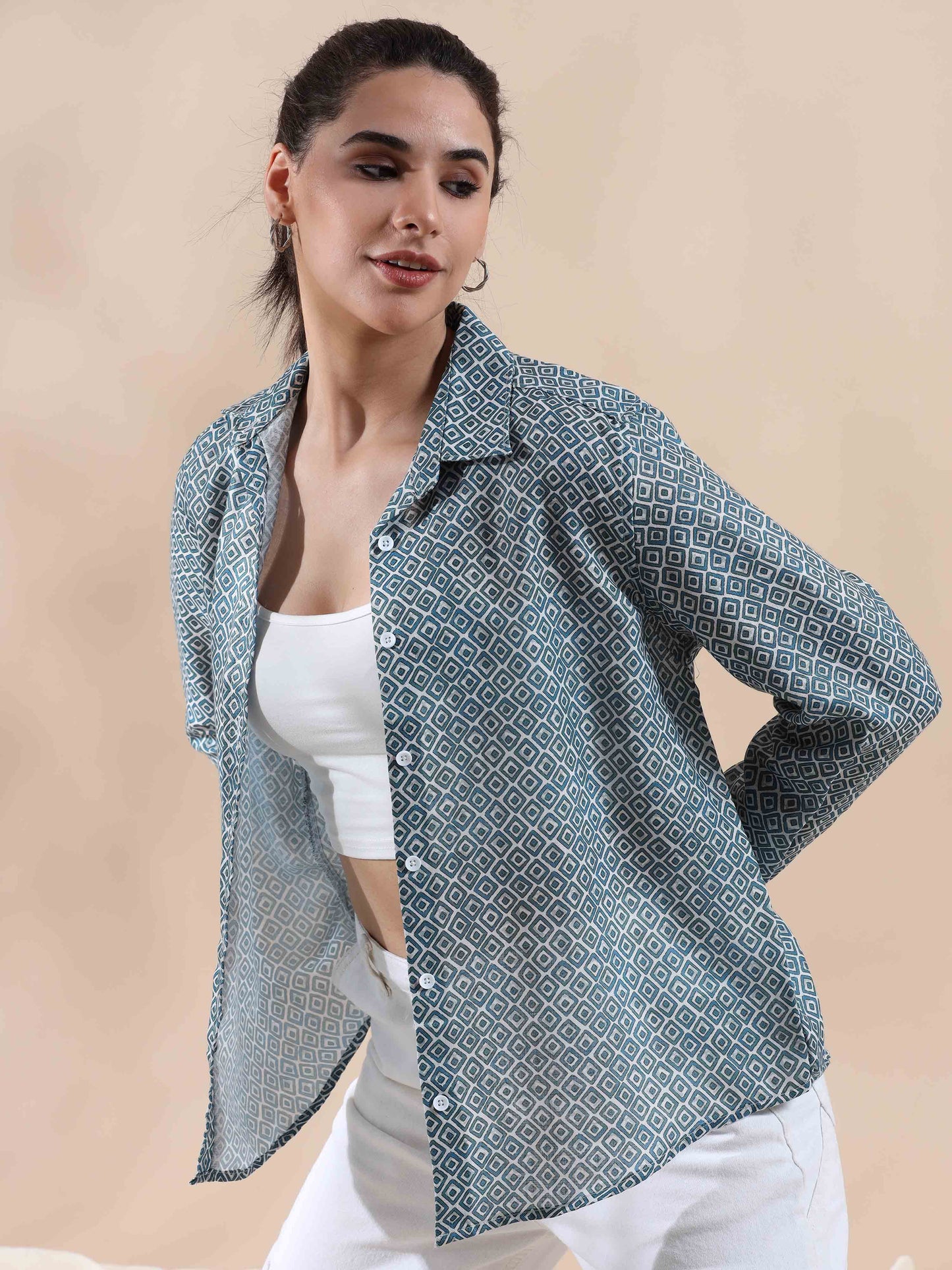 Crisp Blue Grey Cotton Shirt