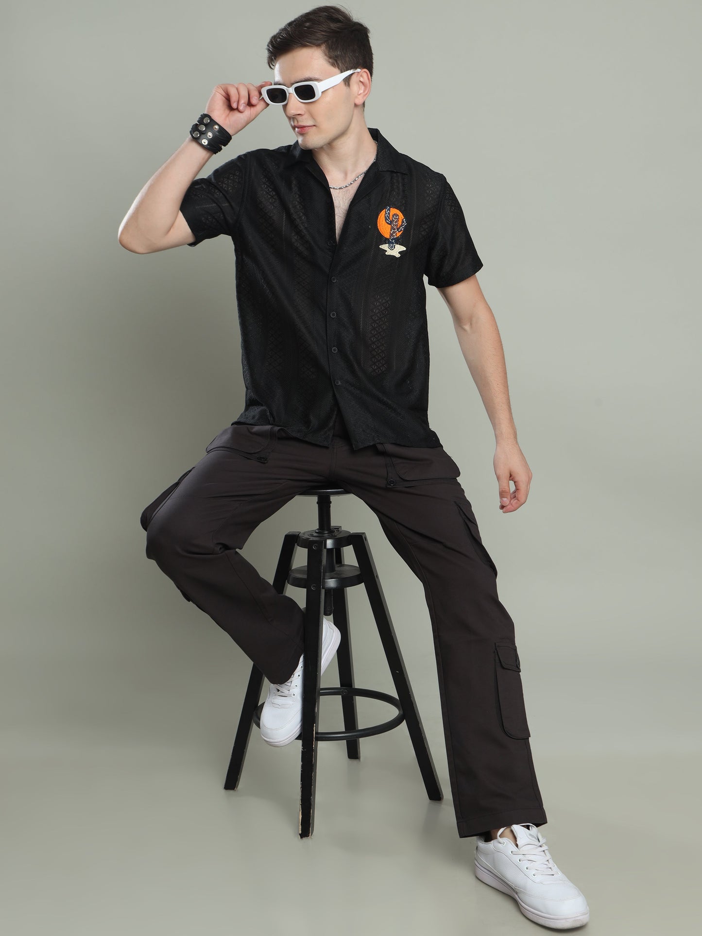 Men Graphite Hip Hop Baggy Cargo