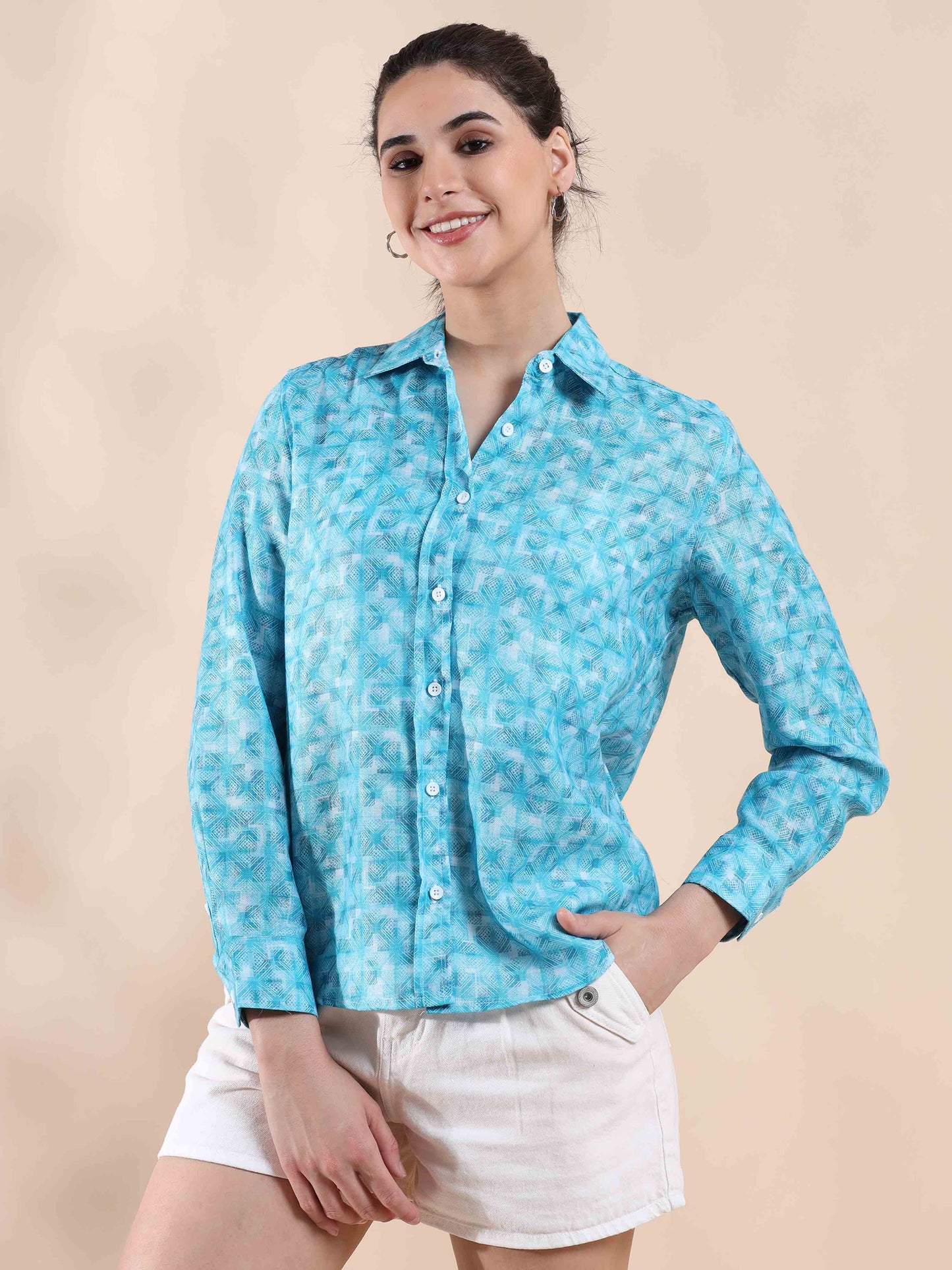 Tropical Macaw Blue Green Cotton Shirt