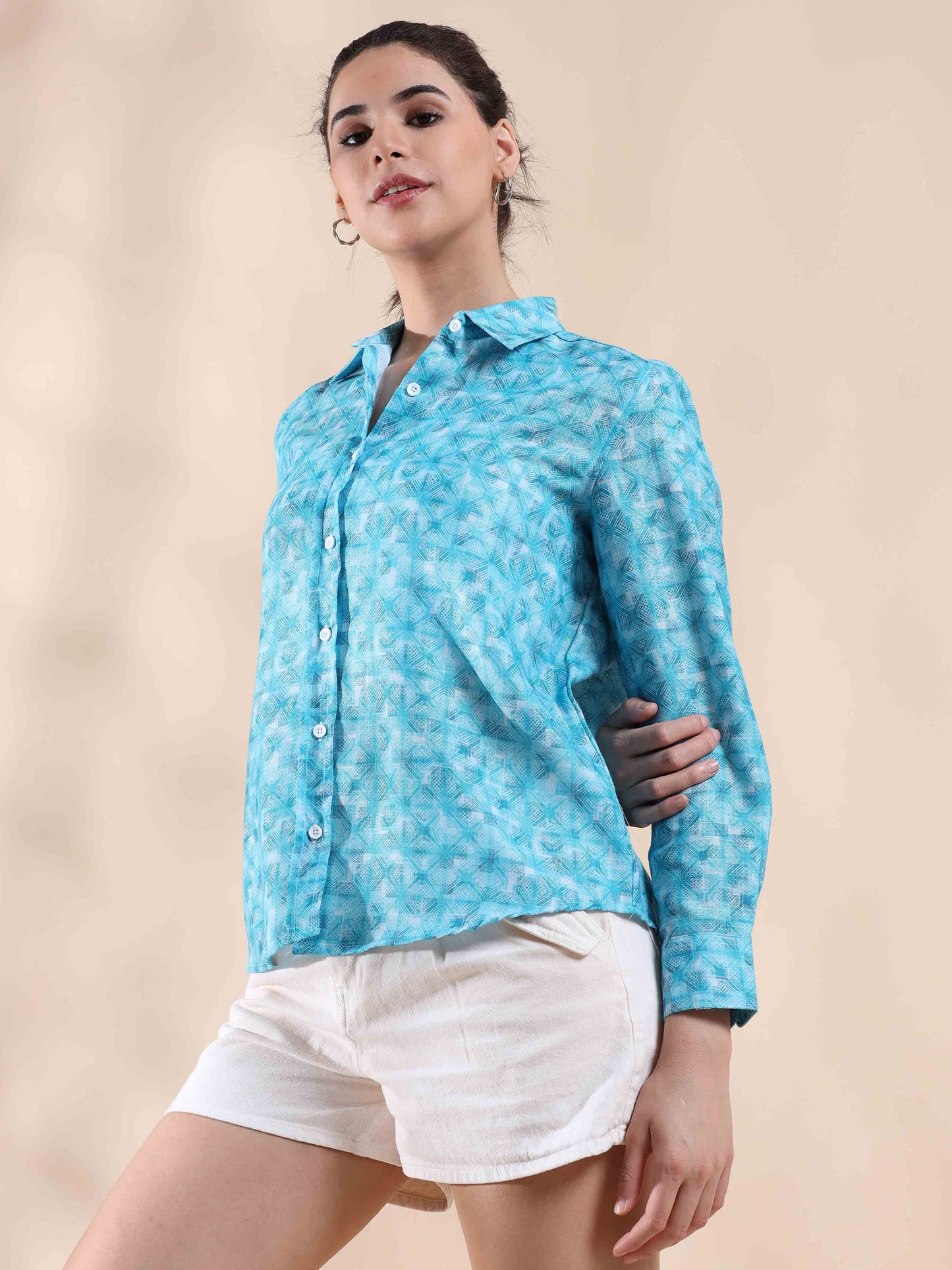 Tropical Macaw Blue Green Cotton Shirt