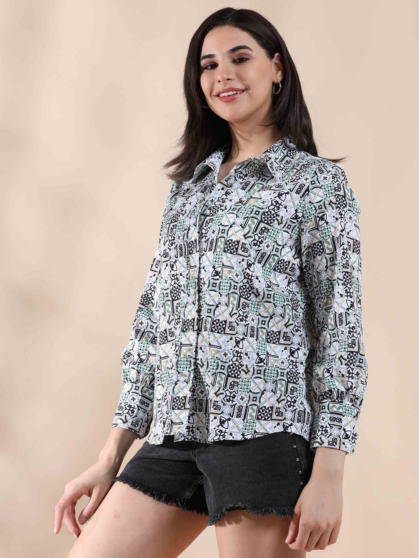 Viridian Breeze Popcorn Shirt